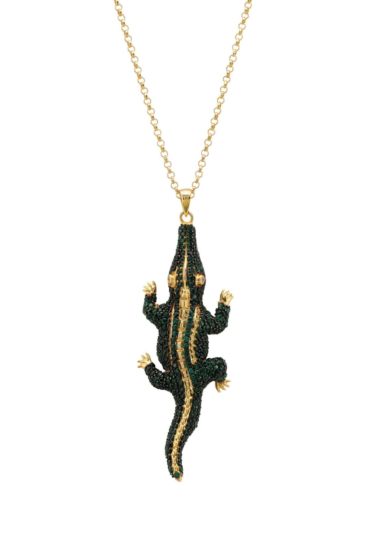 Crocodile Shaped Pendant Necklace Gold - LATELITA Necklaces
