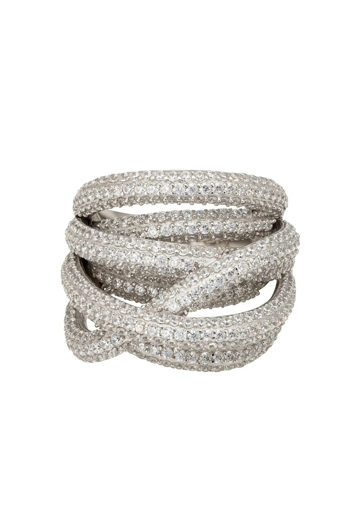 Crossover Multi-Strand Cocktail Ring Silver - LATELITA Rings