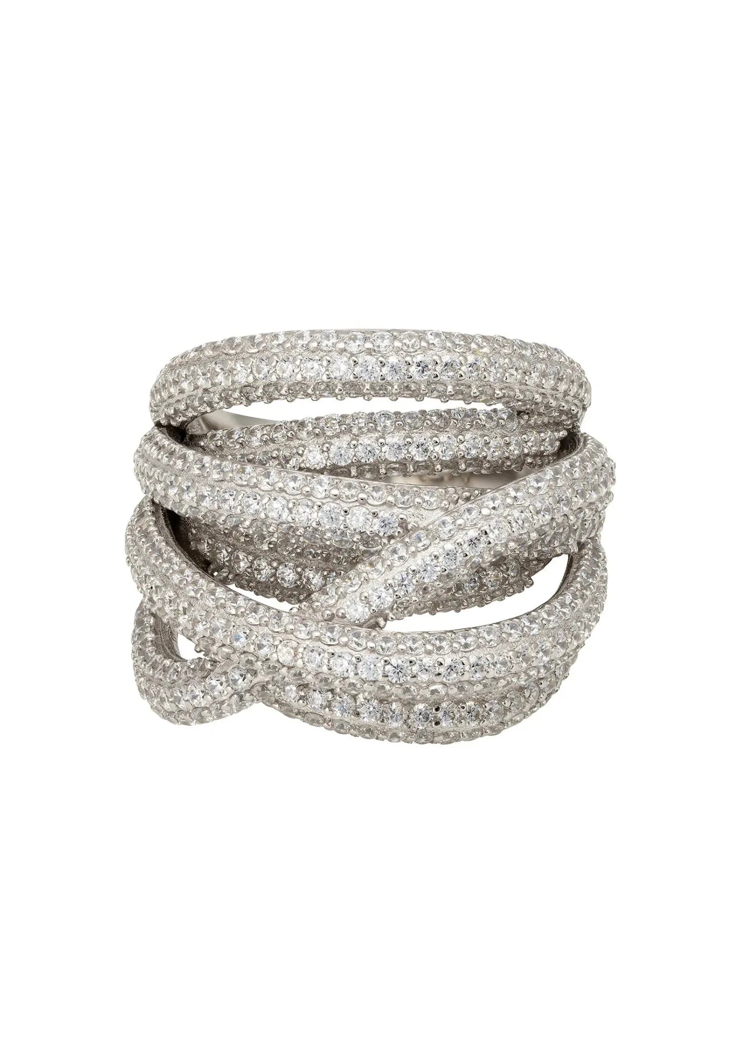 Crossover Multi-Strand Cocktail Ring Silver - LATELITA Rings