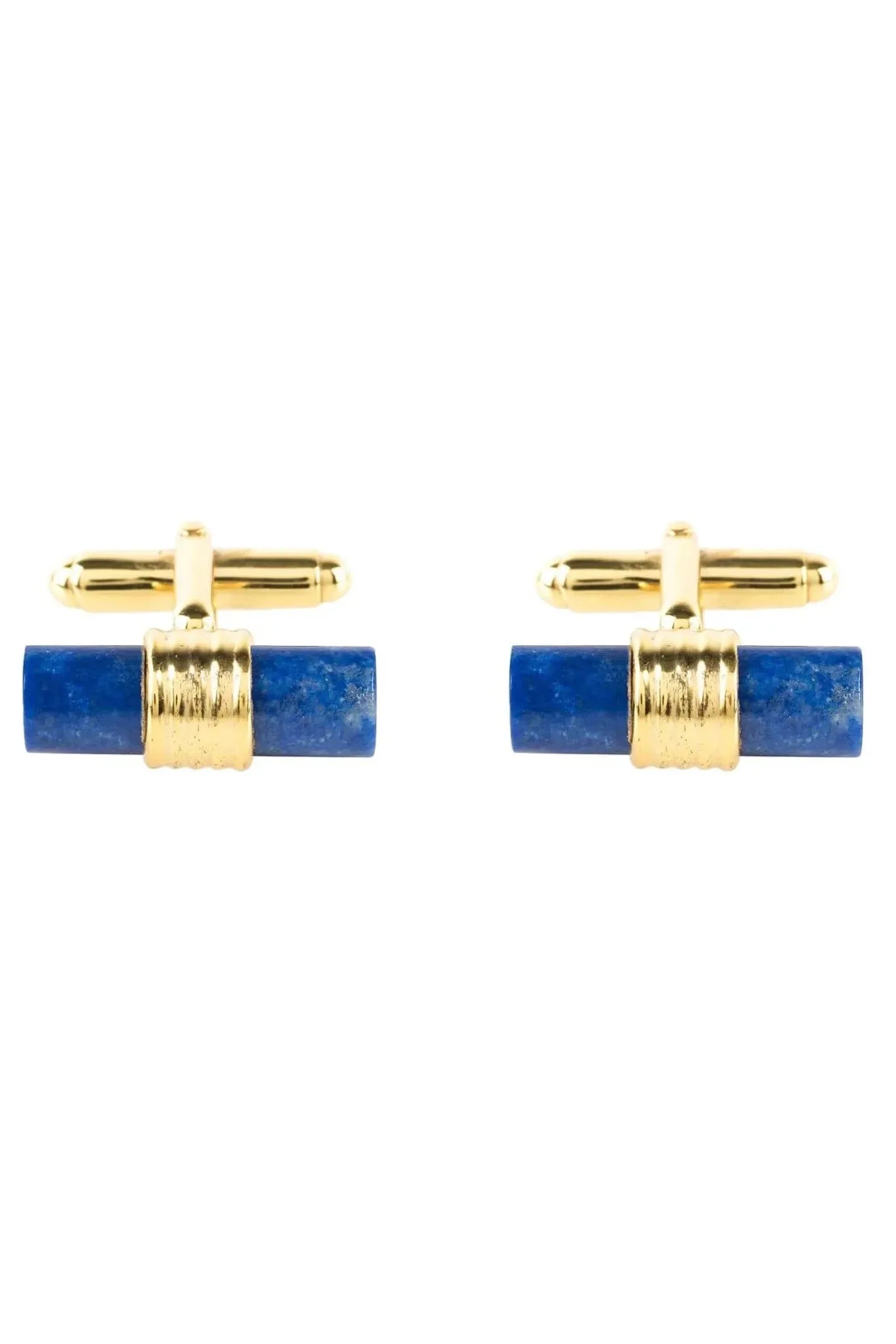 Cylindrical Cufflink Gold Blue Lapis Lazuli - LATELITA Cufflinks