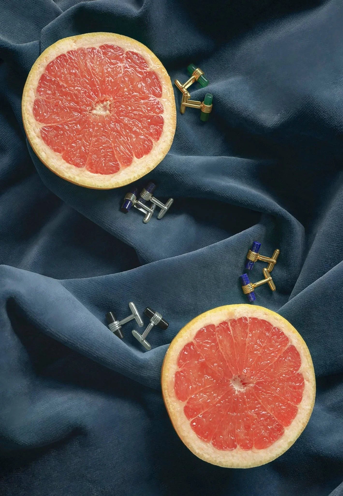 Cylindrical Cufflink Silver Blue Lapis Lazuli - LATELITA Cufflinks