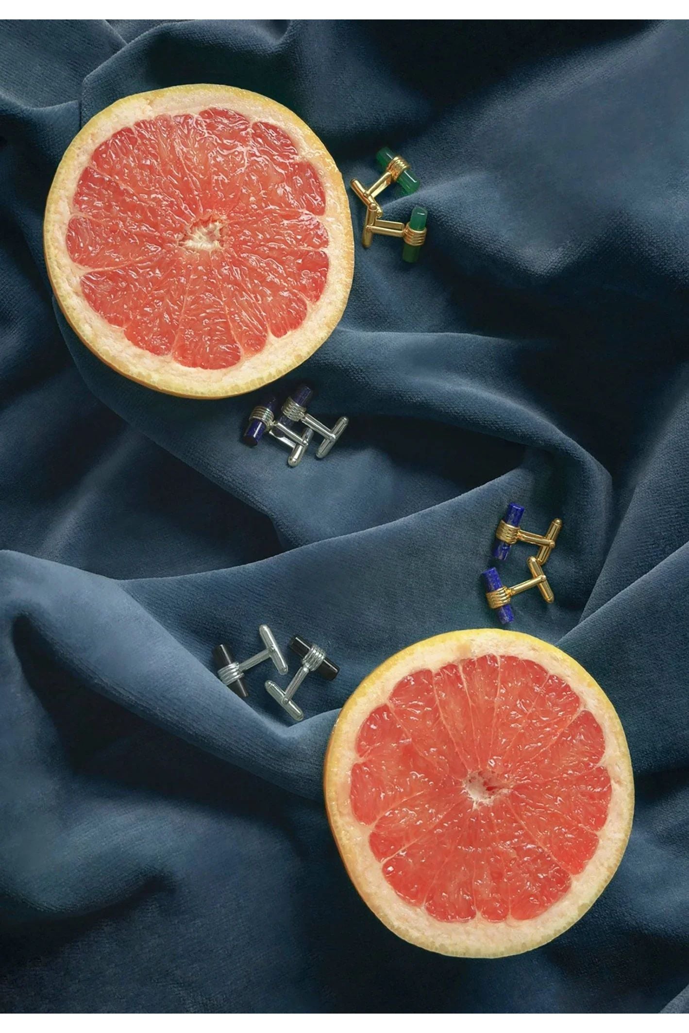 Cylindrical Cufflink Silver Blue Lapis Lazuli - LATELITA Cufflinks