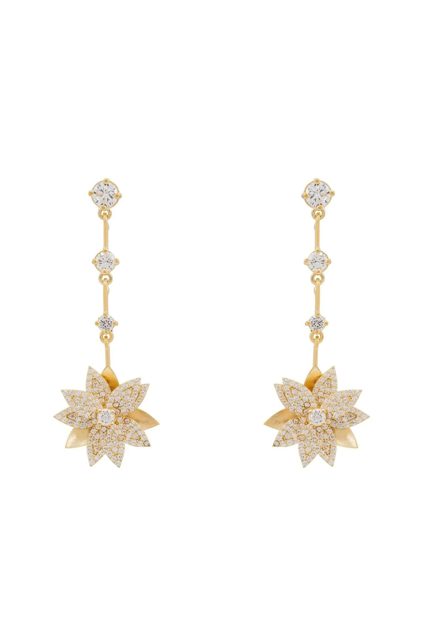 Dahlia Drop Earrings Gold White - LATELITA Earrings