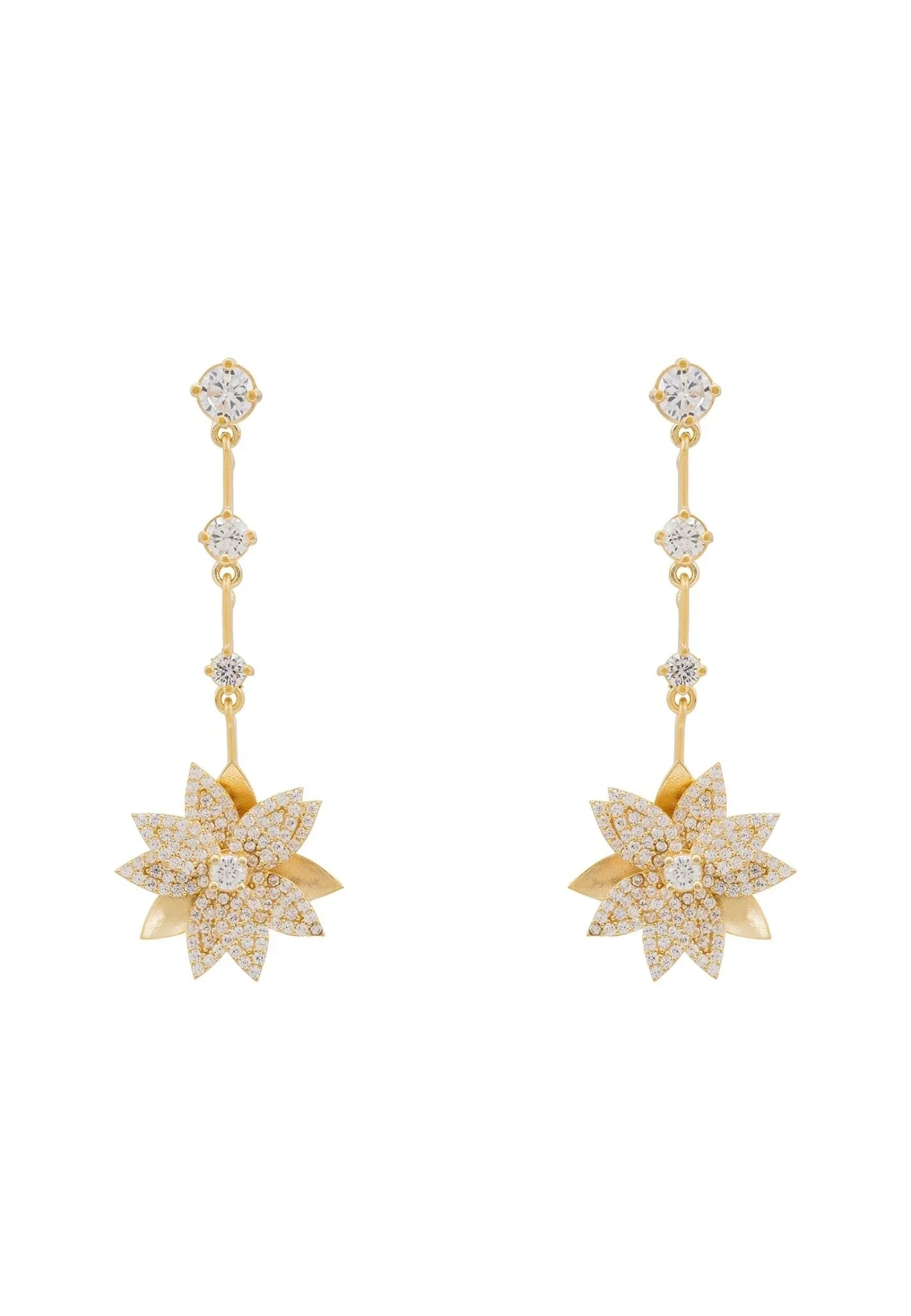 Dahlia Drop Earrings Gold White - LATELITA Earrings