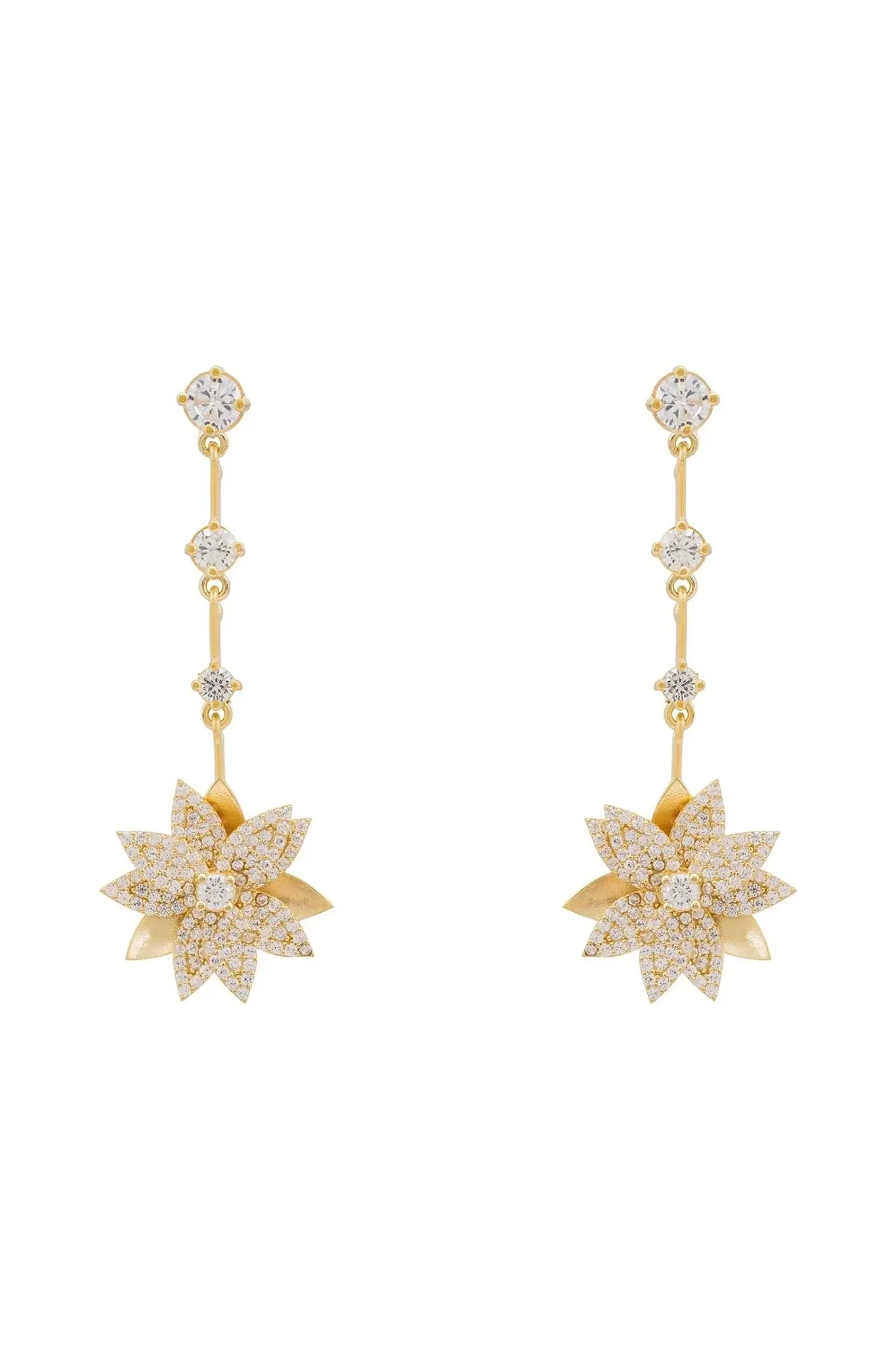 Dahlia Drop Earrings Gold White - LATELITA Earrings