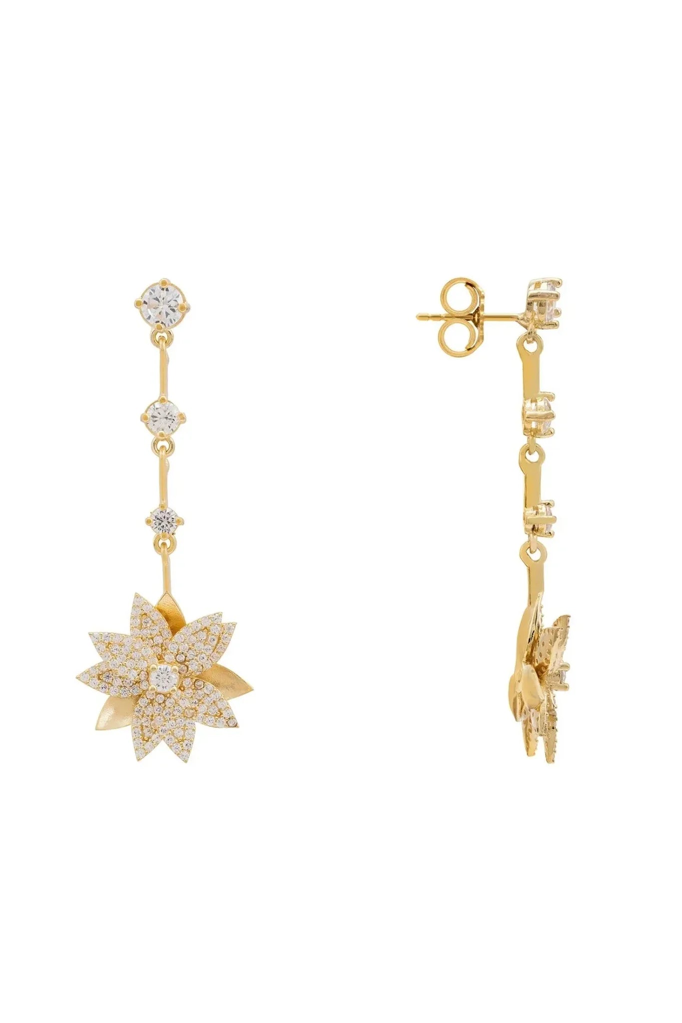 Dahlia Drop Earrings Gold White - LATELITA Earrings