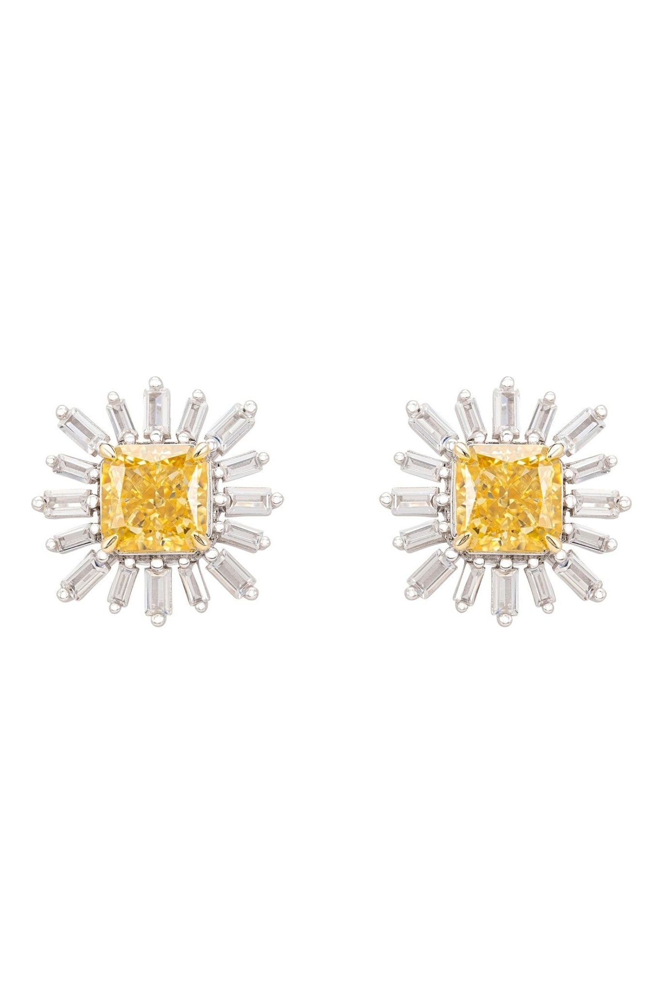 Daisy Flower Earrings Silver Citrine - LATELITA Earrings