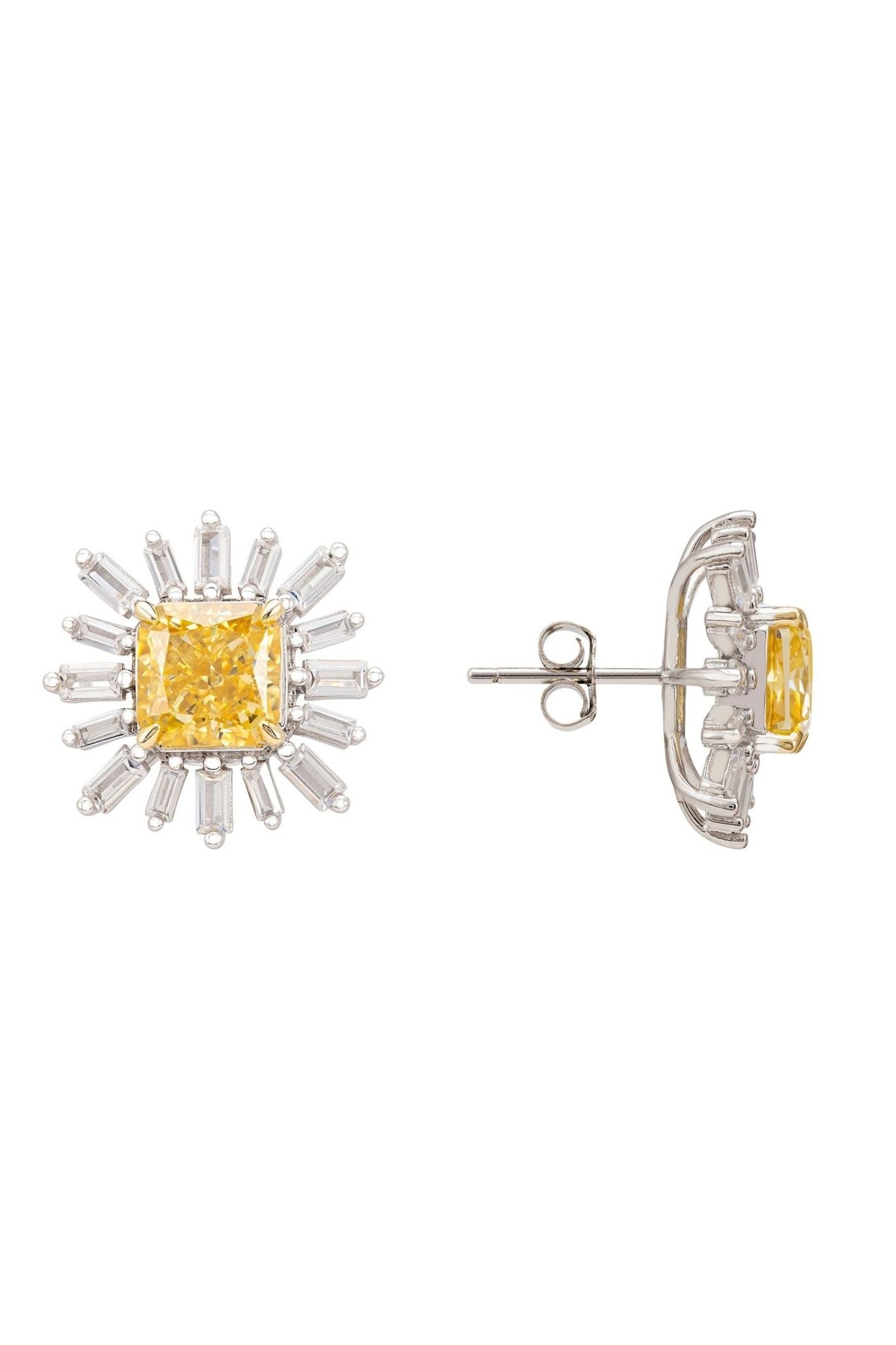 Daisy Flower Earrings Silver Citrine - LATELITA Earrings