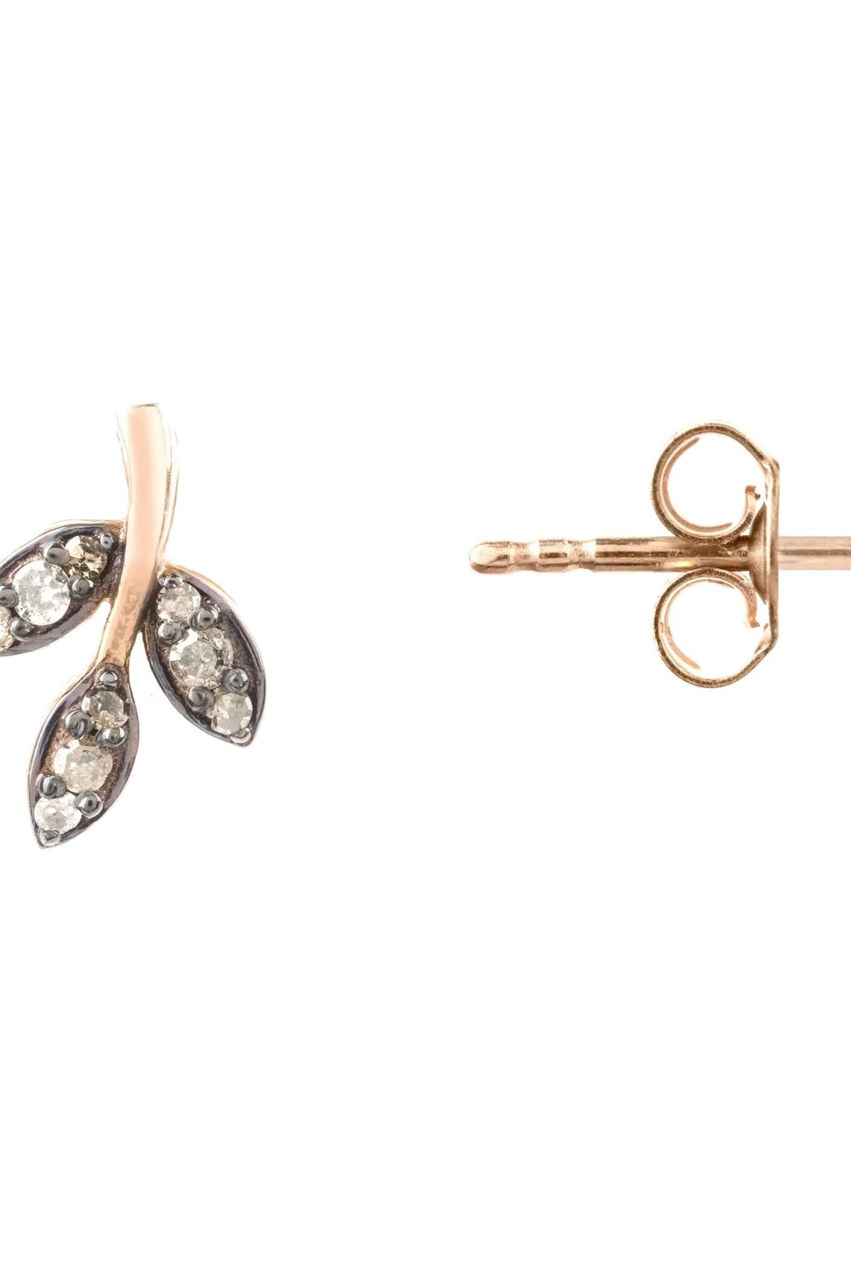 Diamond Leaf Stud Earrings Rosegold - LATELITA Earrings