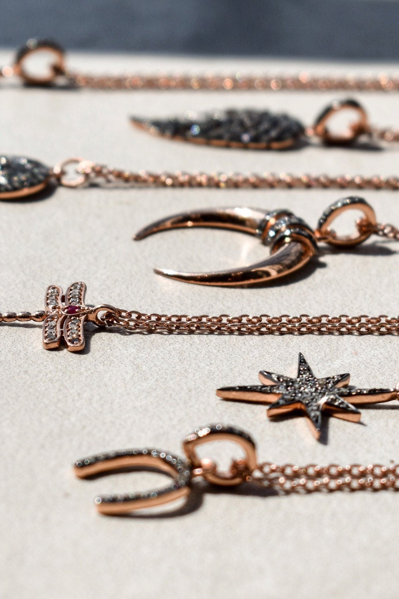 Diamond & Ruby Dragonfly Necklace Rosegold - LATELITA Necklaces