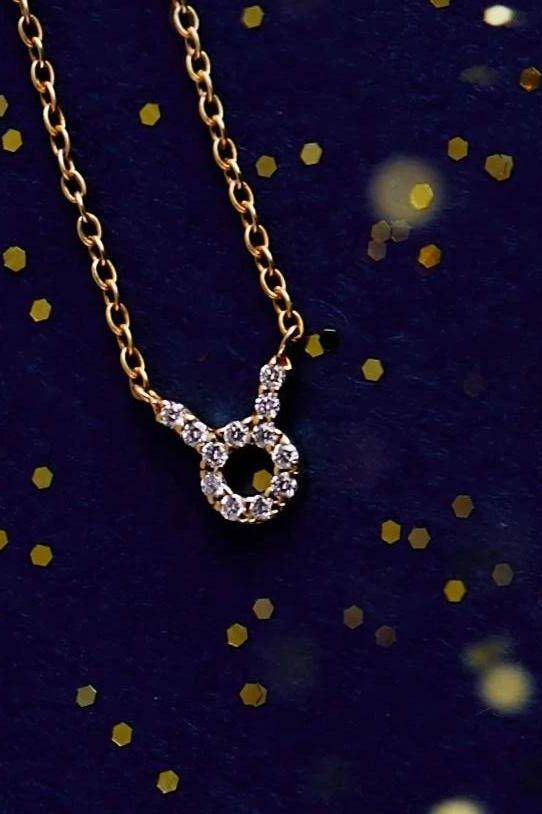 Diamond Zodiac Necklace Gold Taurus - LATELITA Necklaces
