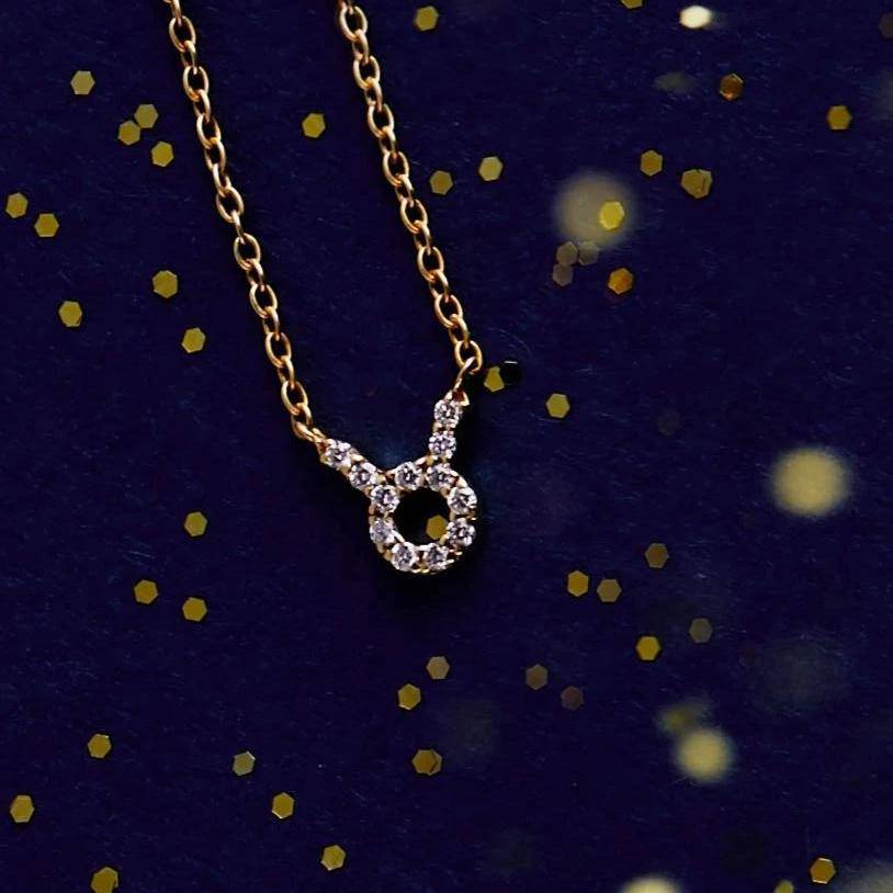 Diamond Zodiac Necklace Gold Taurus - LATELITA Necklaces