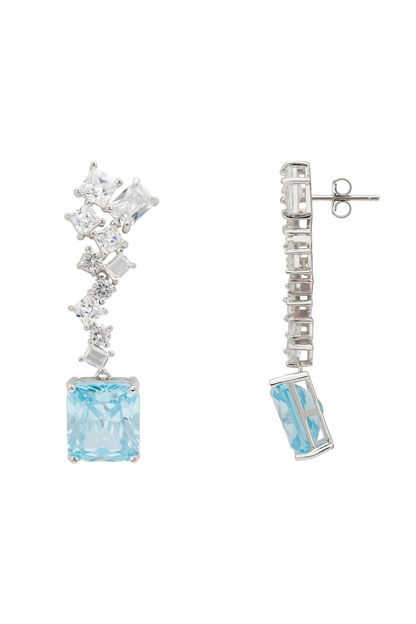Diana Blue Topaz Drop Earrings Silver - LATELITA Earrings