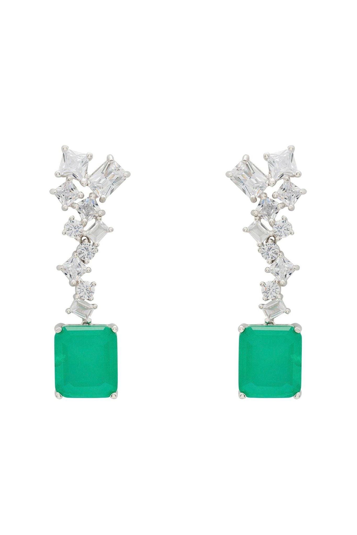 Diana Colombian Emerald Drop Earrings Silver - LATELITA Earrings