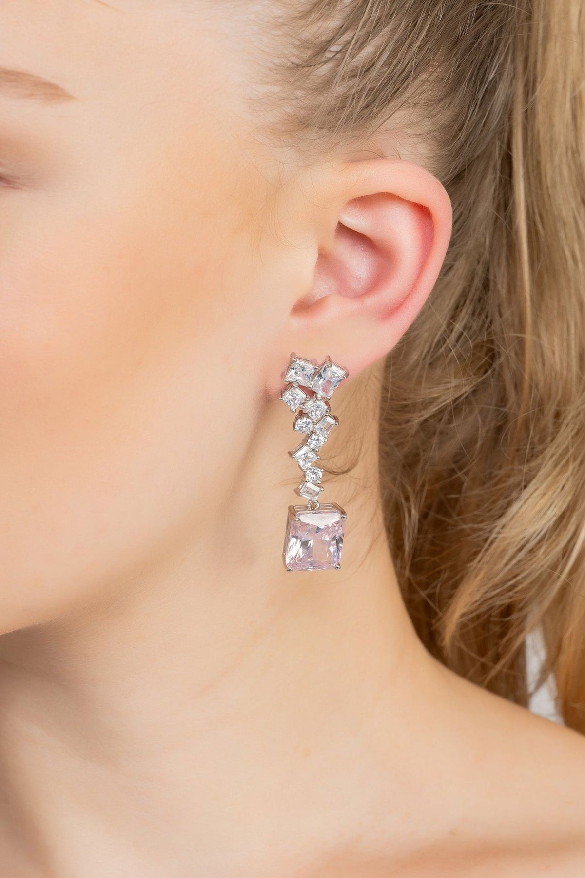 Diana Morganite Drop Earrings Silver - LATELITA Earrings
