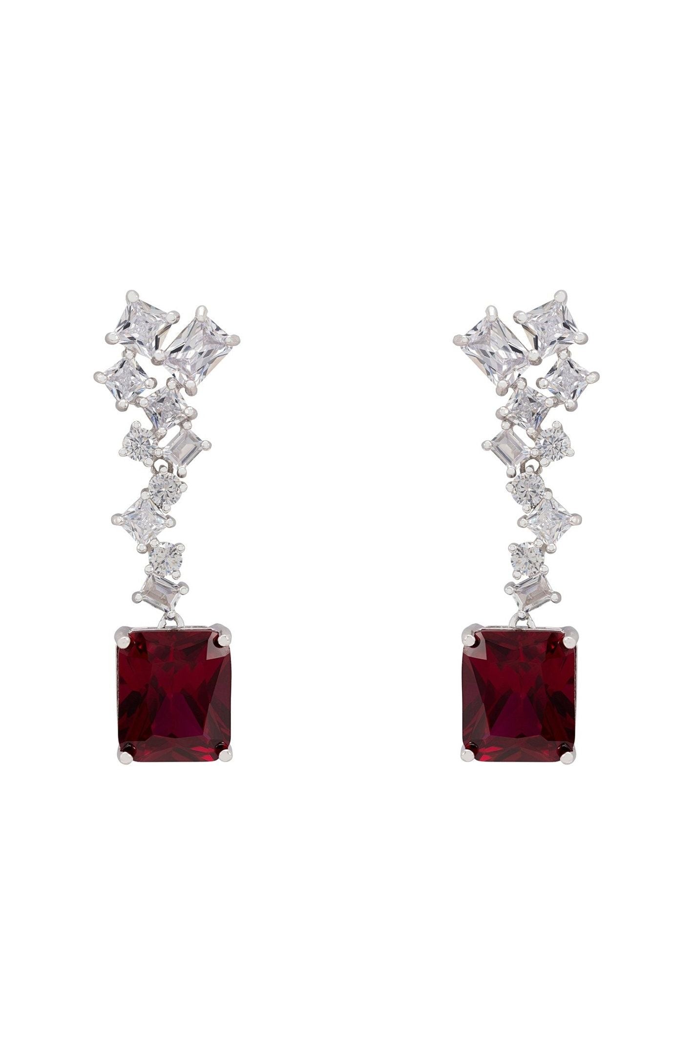 Diana Ruby Drop Earrings Silver - LATELITA Earrings