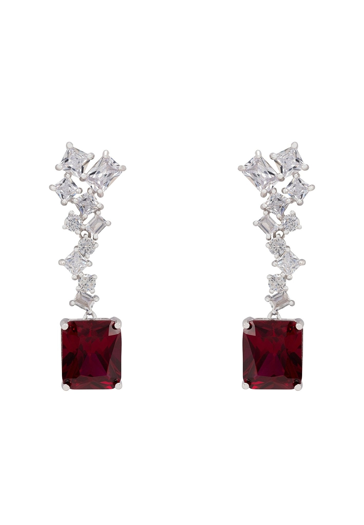 Diana Ruby Drop Earrings Silver - LATELITA Earrings