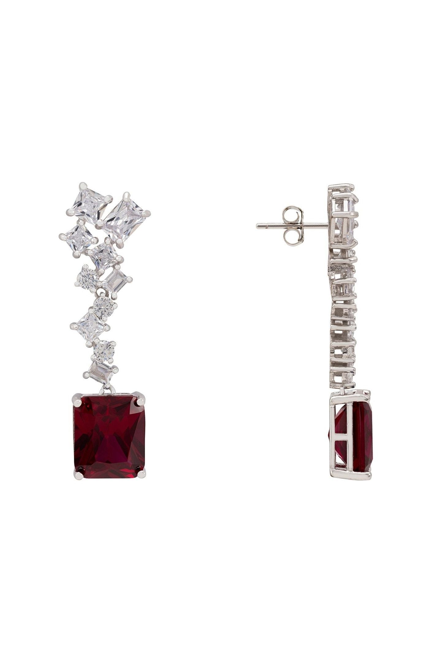 Diana Ruby Drop Earrings Silver - LATELITA Earrings