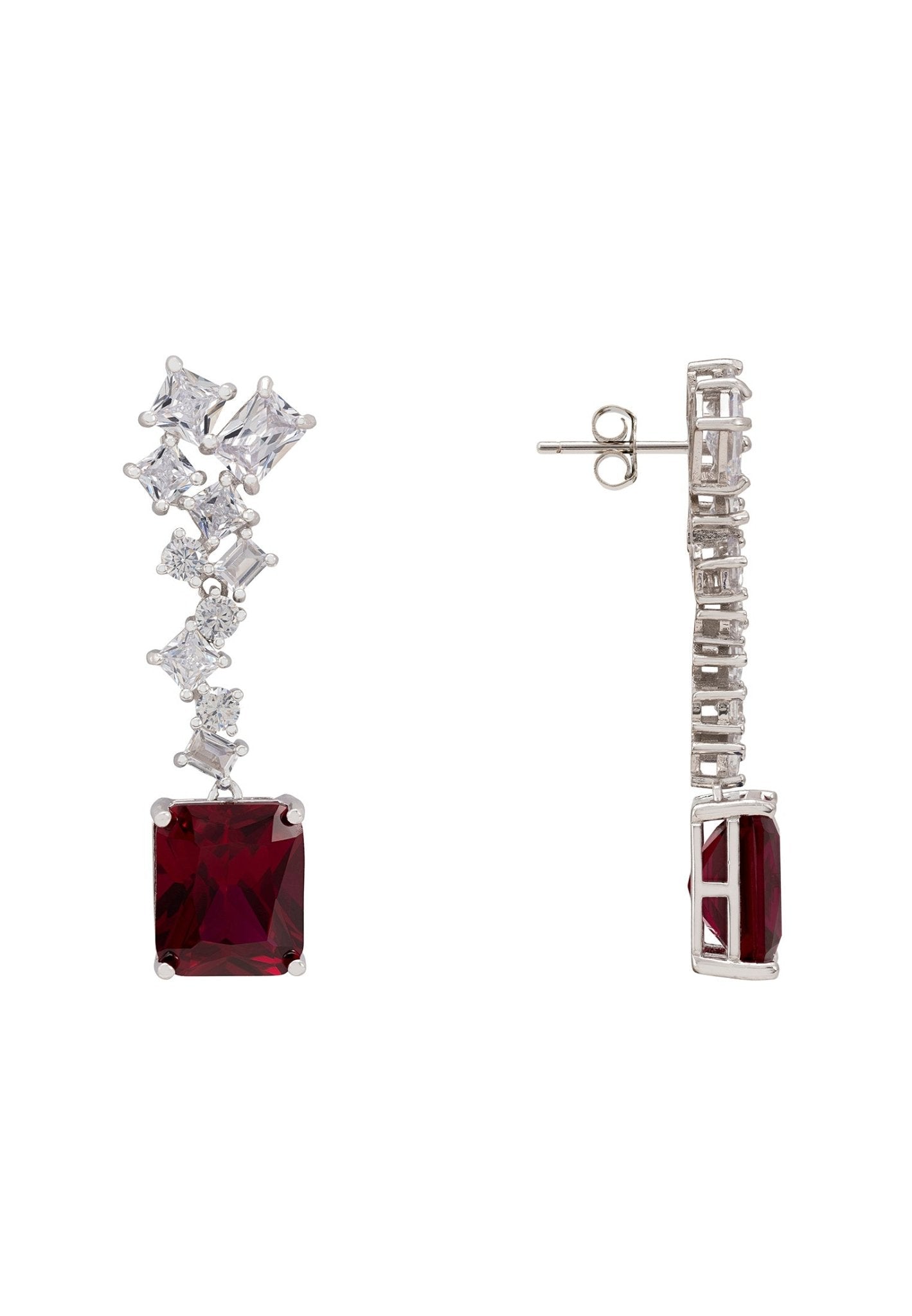 Diana Ruby Drop Earrings Silver - LATELITA Earrings
