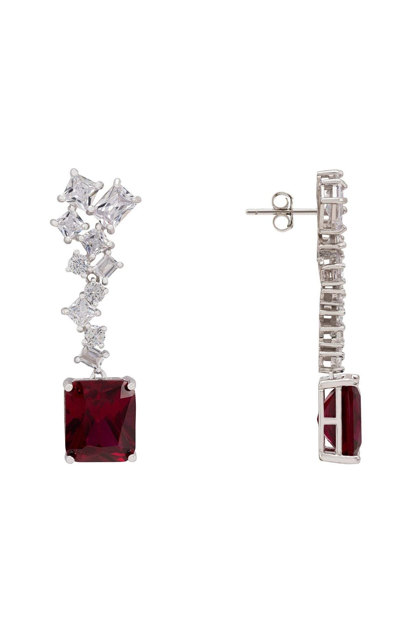 Diana Ruby Drop Earrings Silver - LATELITA Earrings