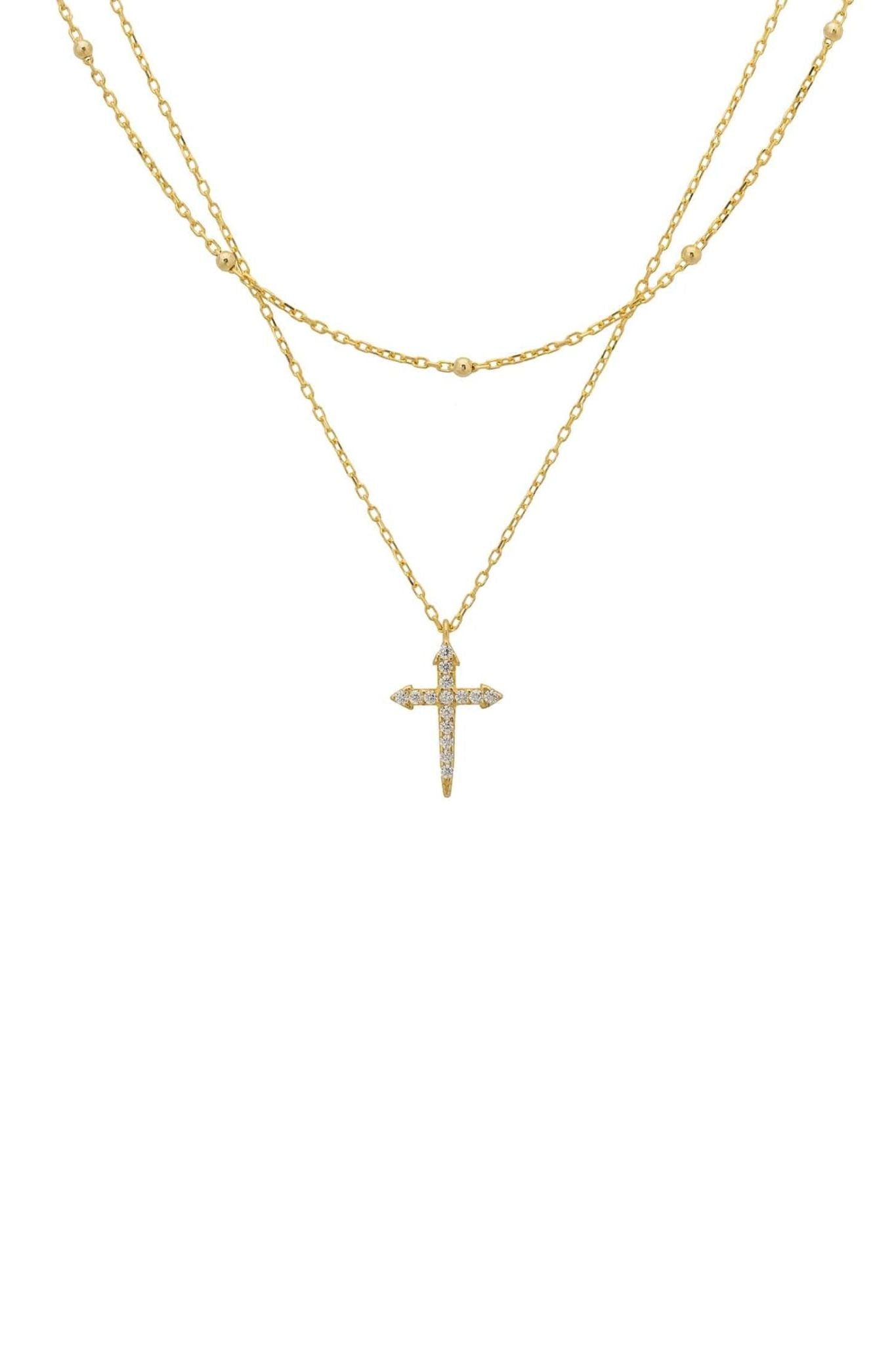 Double Strand Cross Choker Gold - LATELITA Necklaces