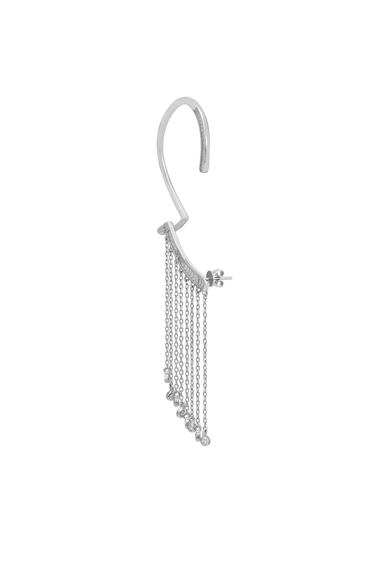 Dubai Tassel Ear Climber Left Silver - LATELITA Earrings