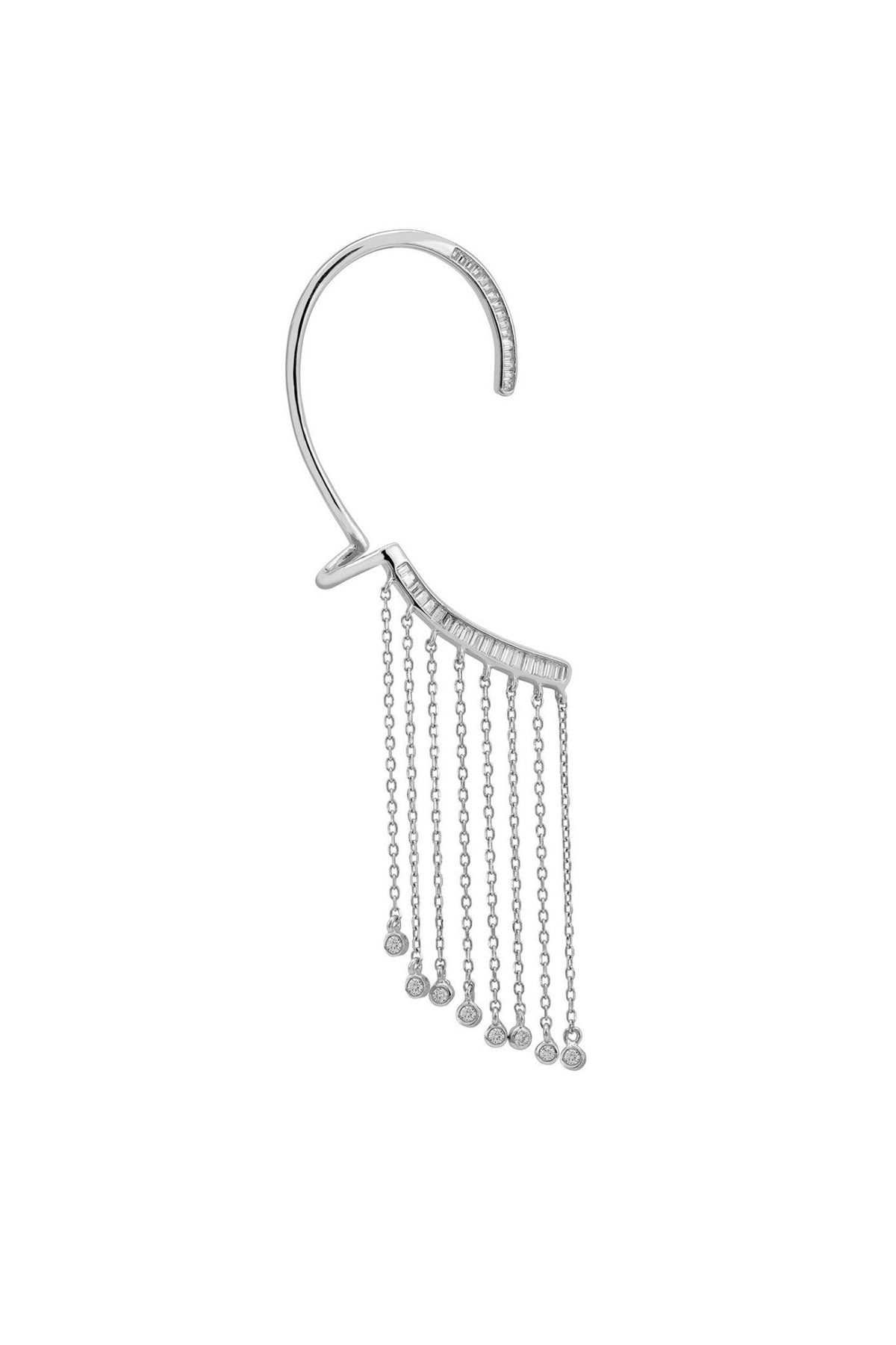 Dubai Tassel Ear Climber Left Silver - LATELITA Earrings