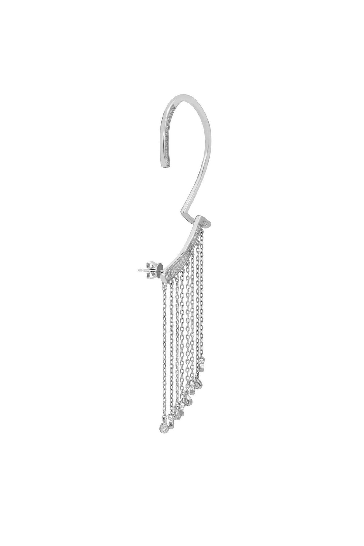 Dubai Tassel Ear Climber Right Silver - LATELITA Earrings