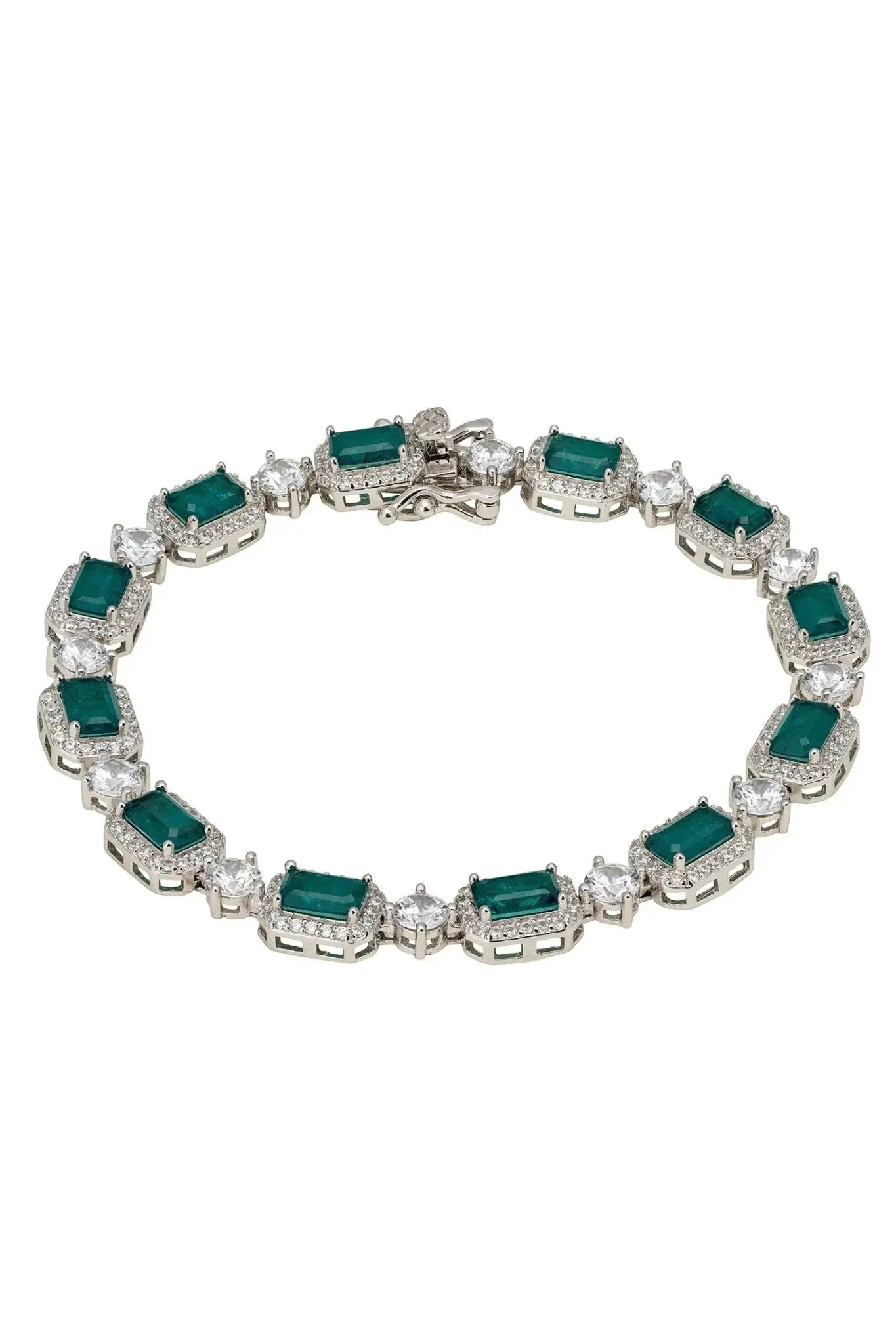 Elena Gemstone Bracelet Emerald Silver - LATELITA Bracelets