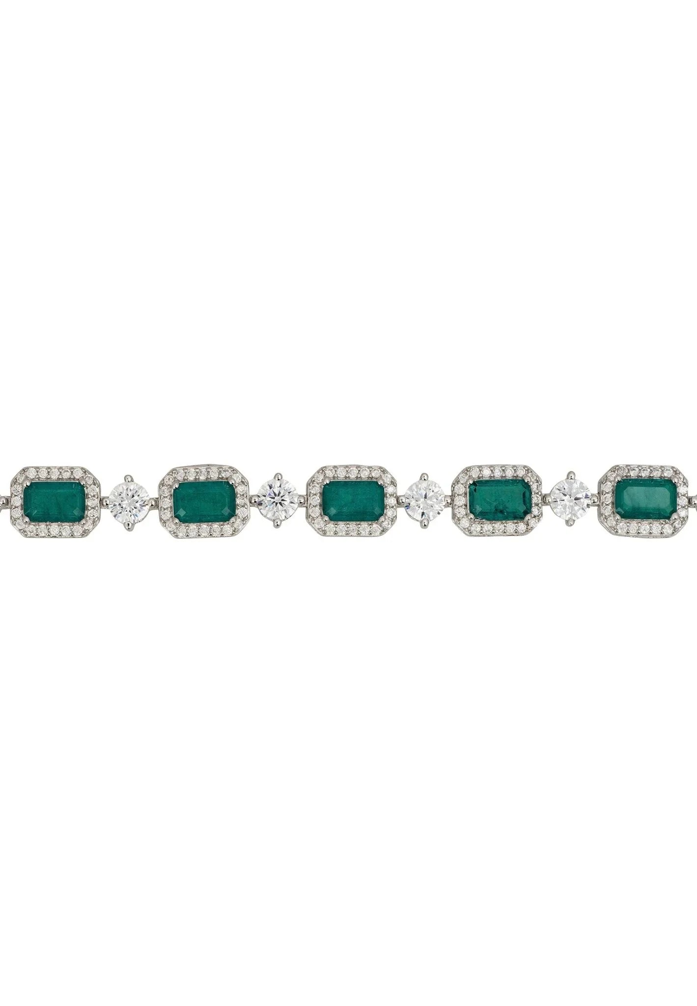 Elena Gemstone Bracelet Emerald Silver - LATELITA Bracelets