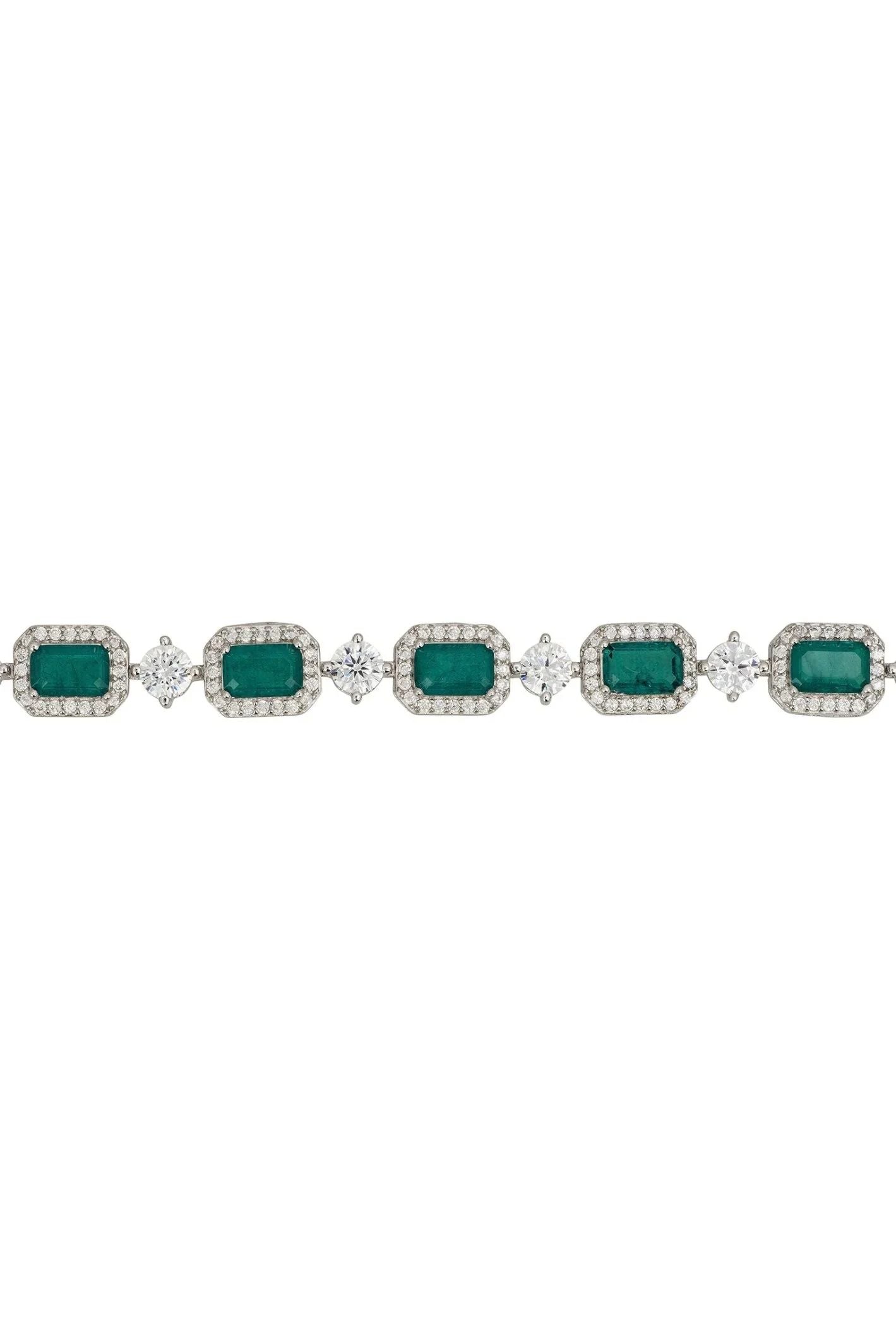 Elena Gemstone Bracelet Emerald Silver - LATELITA Bracelets