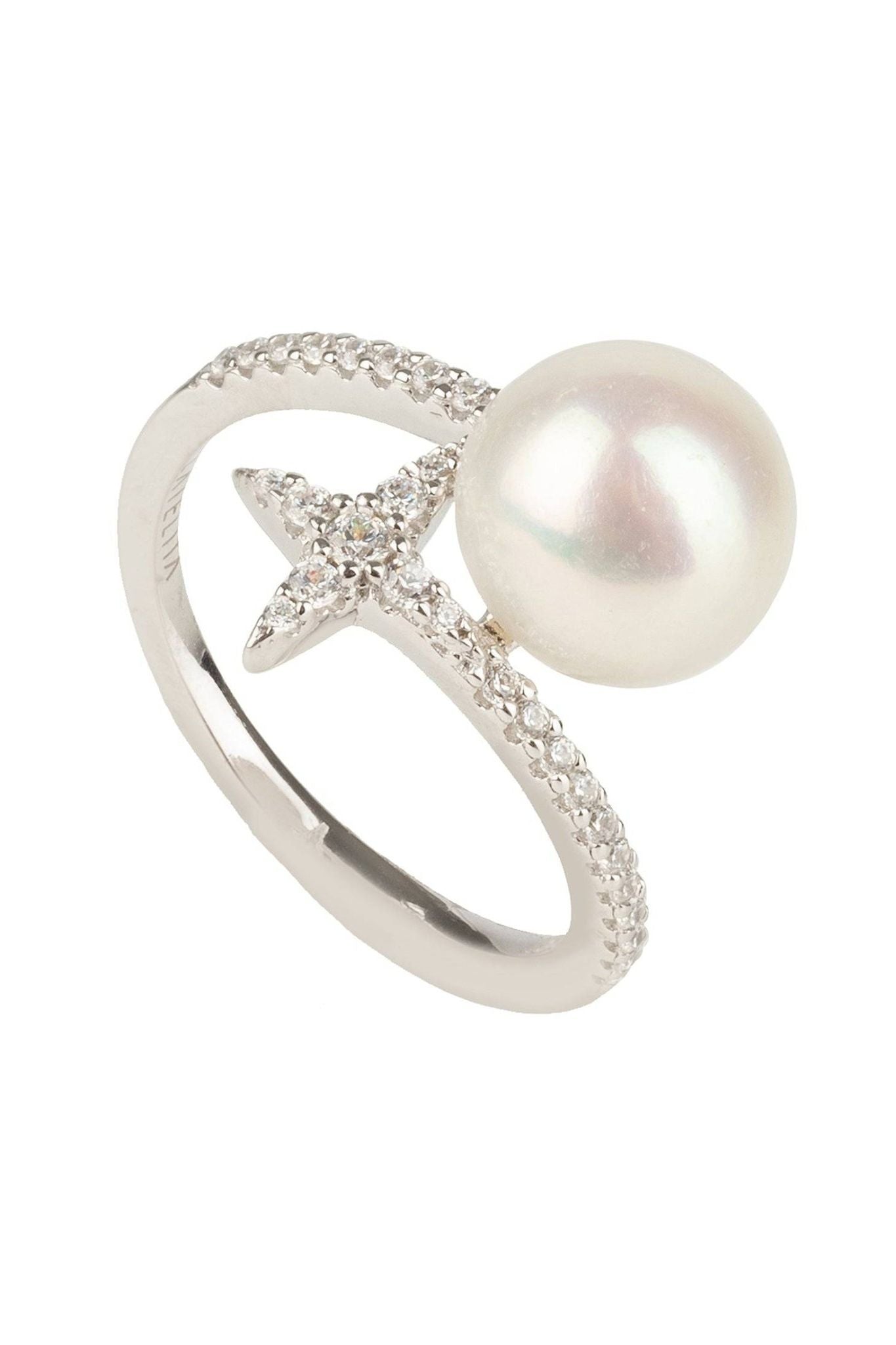Ellie Star Pearl Ring White Silver - LATELITA Rings