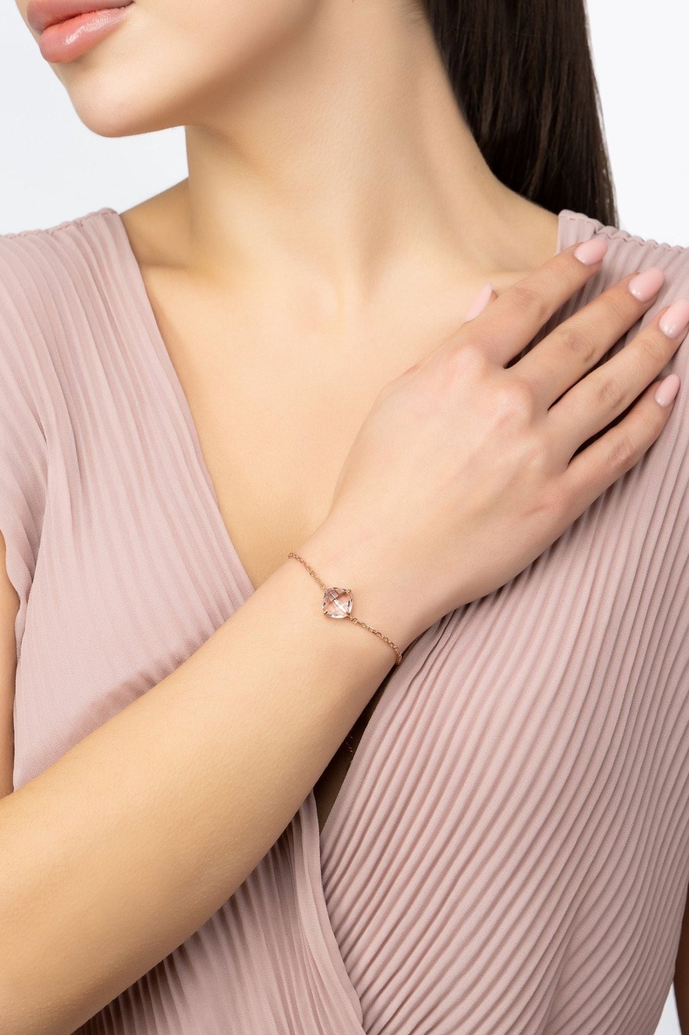 Empress Gemstone Bracelet Rosegold Rose Quartz - LATELITA Bracelets