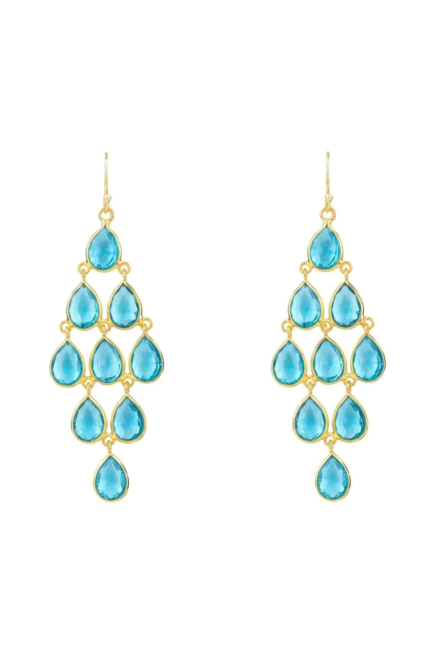Erviola Gemstone Cascade Earrings Gold Blue Topaz - LATELITA Earrings