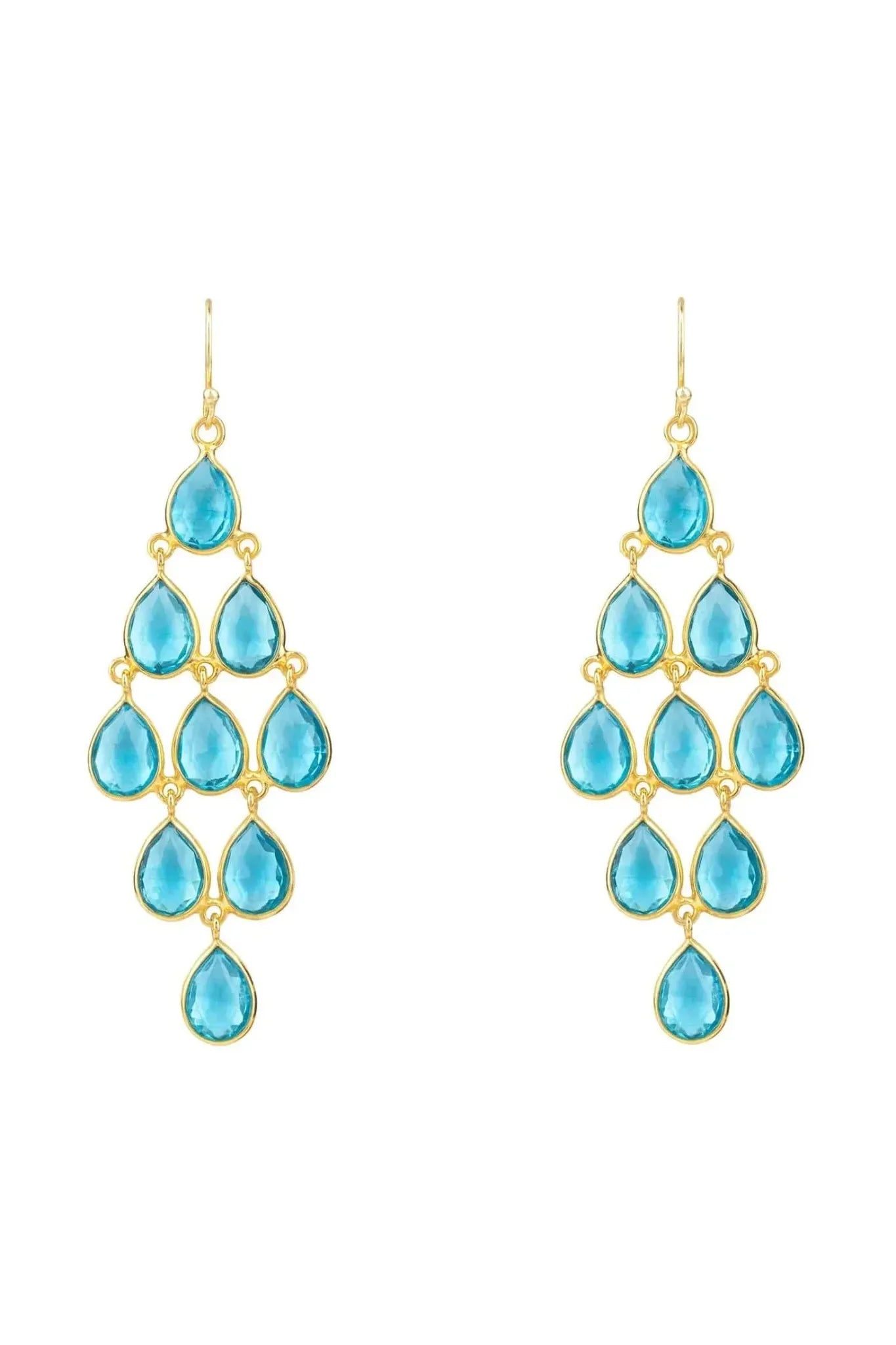 Erviola Gemstone Cascade Earrings Gold Blue Topaz - LATELITA Earrings