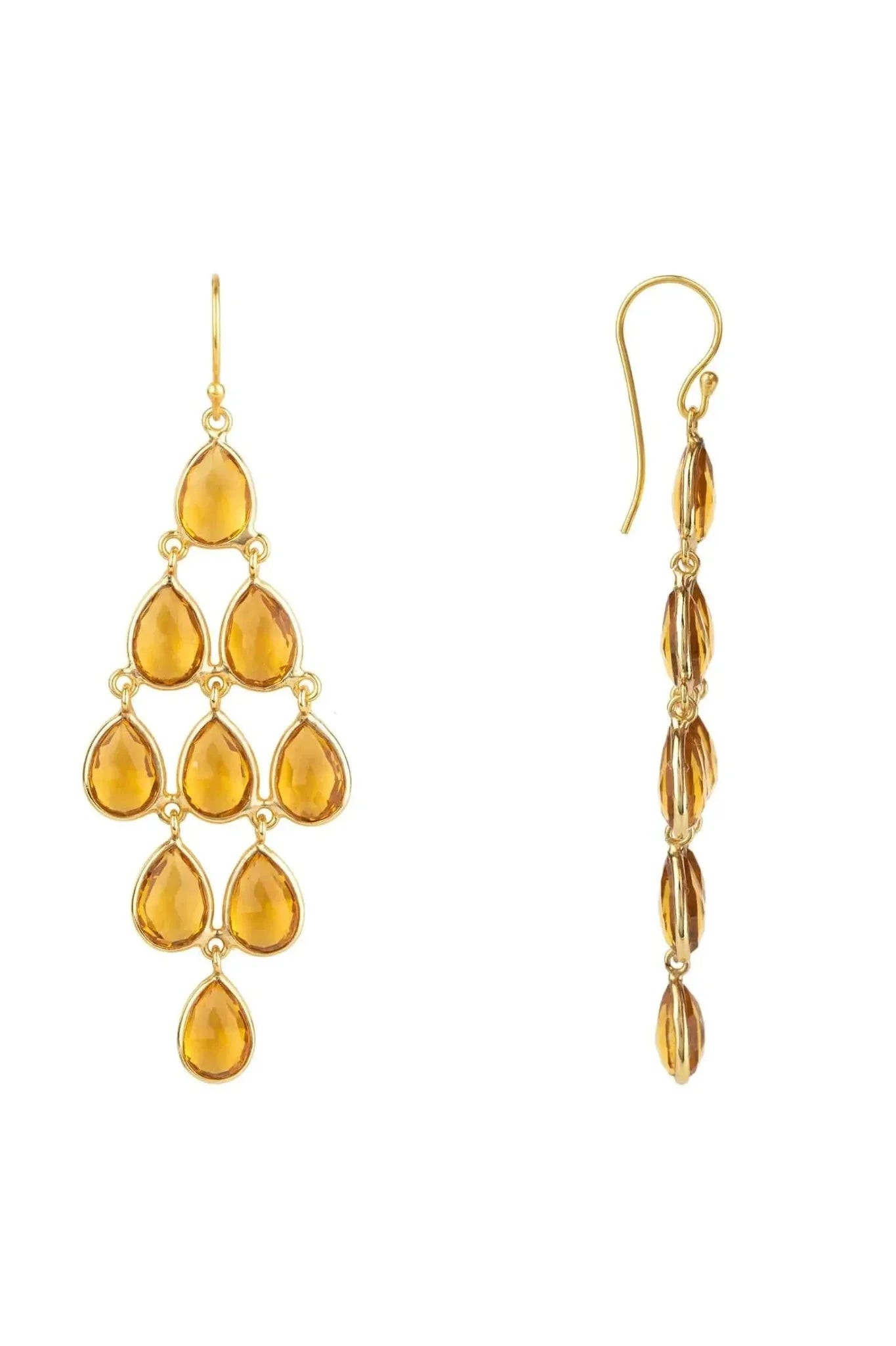 Erviola Gemstone Cascade Earrings Gold Citrine - LATELITA Earrings