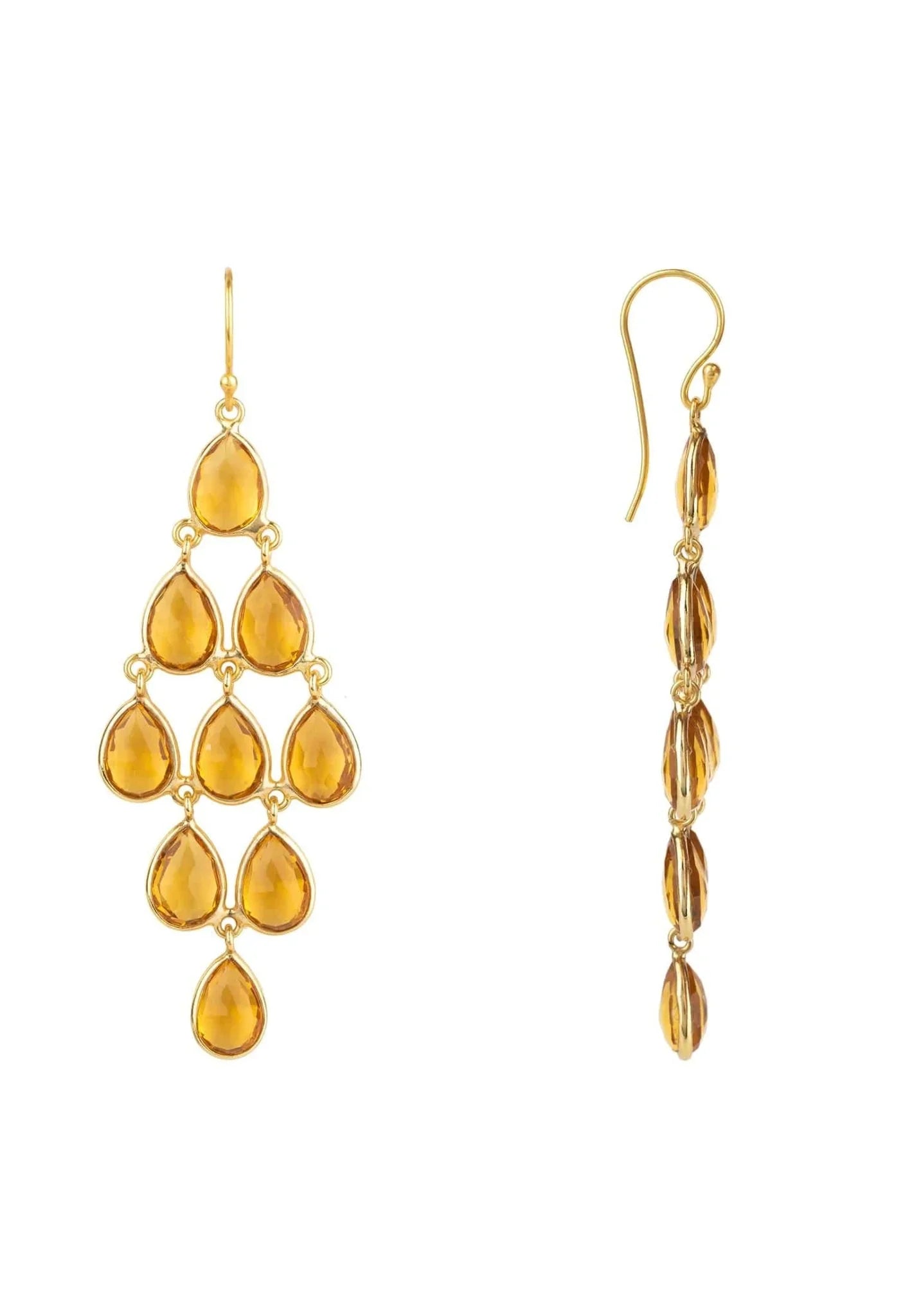 Erviola Gemstone Cascade Earrings Gold Citrine - LATELITA Earrings