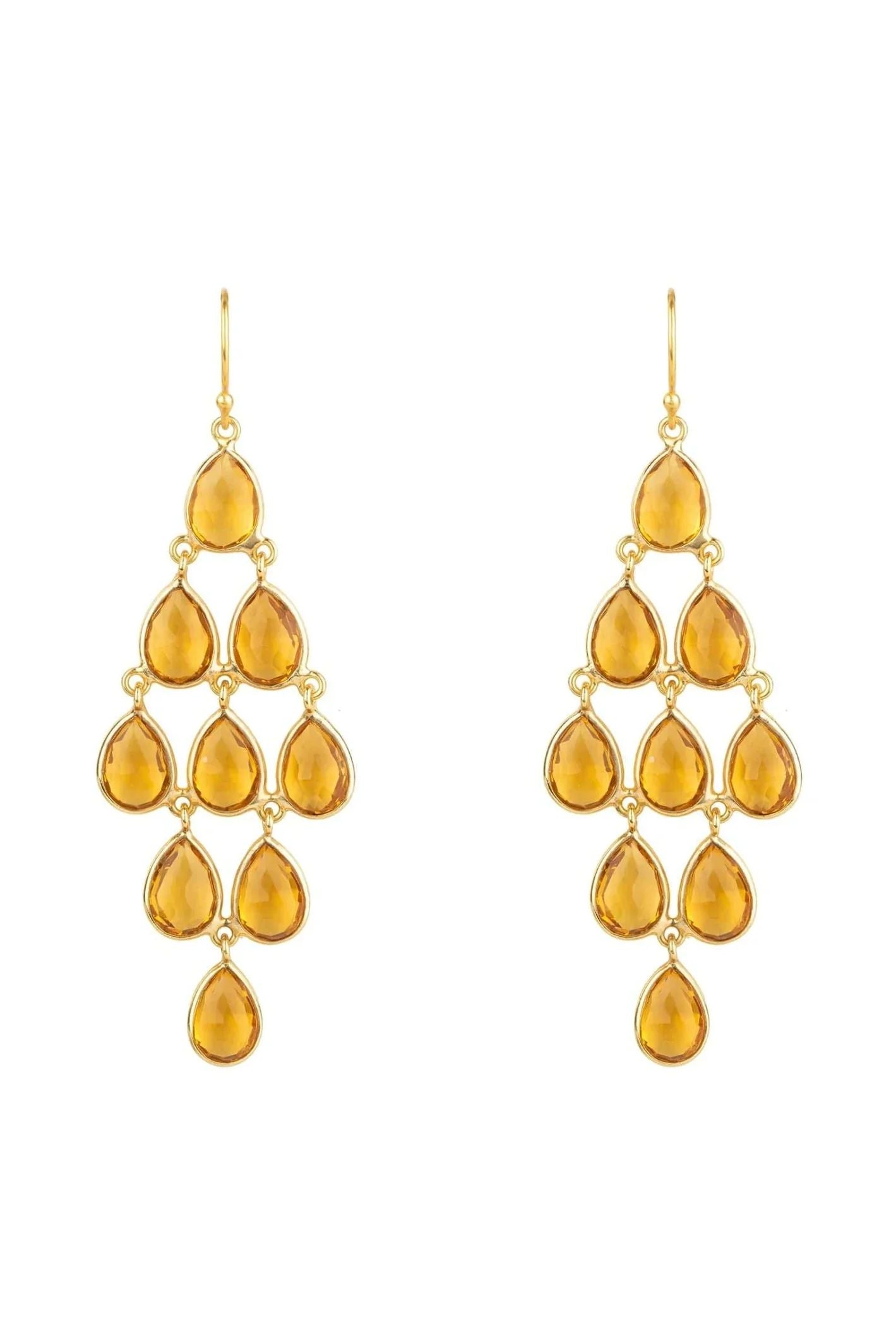 Erviola Gemstone Cascade Earrings Gold Citrine - LATELITA Earrings