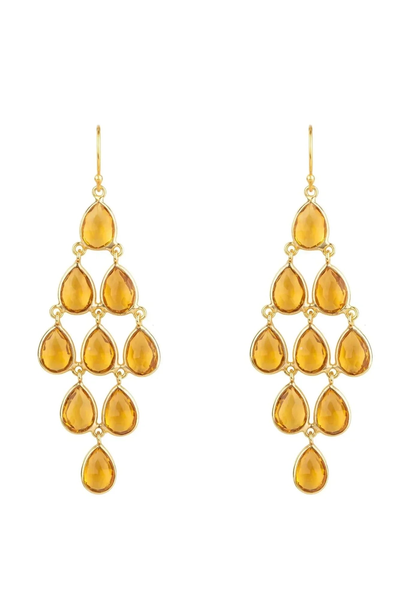 Erviola Gemstone Cascade Earrings Gold Citrine - LATELITA Earrings