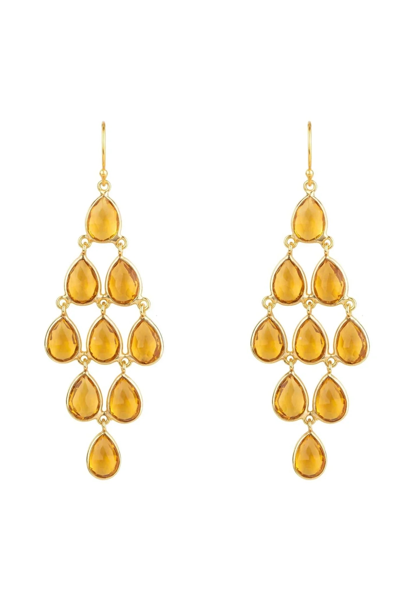 Erviola Gemstone Cascade Earrings Gold Citrine - LATELITA Earrings