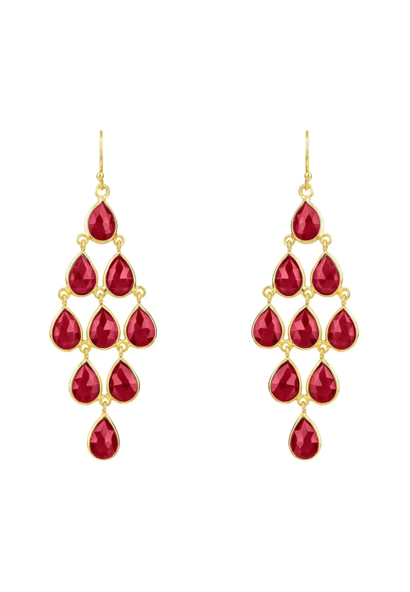 Erviola Gemstone Cascade Earrings Gold Garnet - LATELITA Earrings