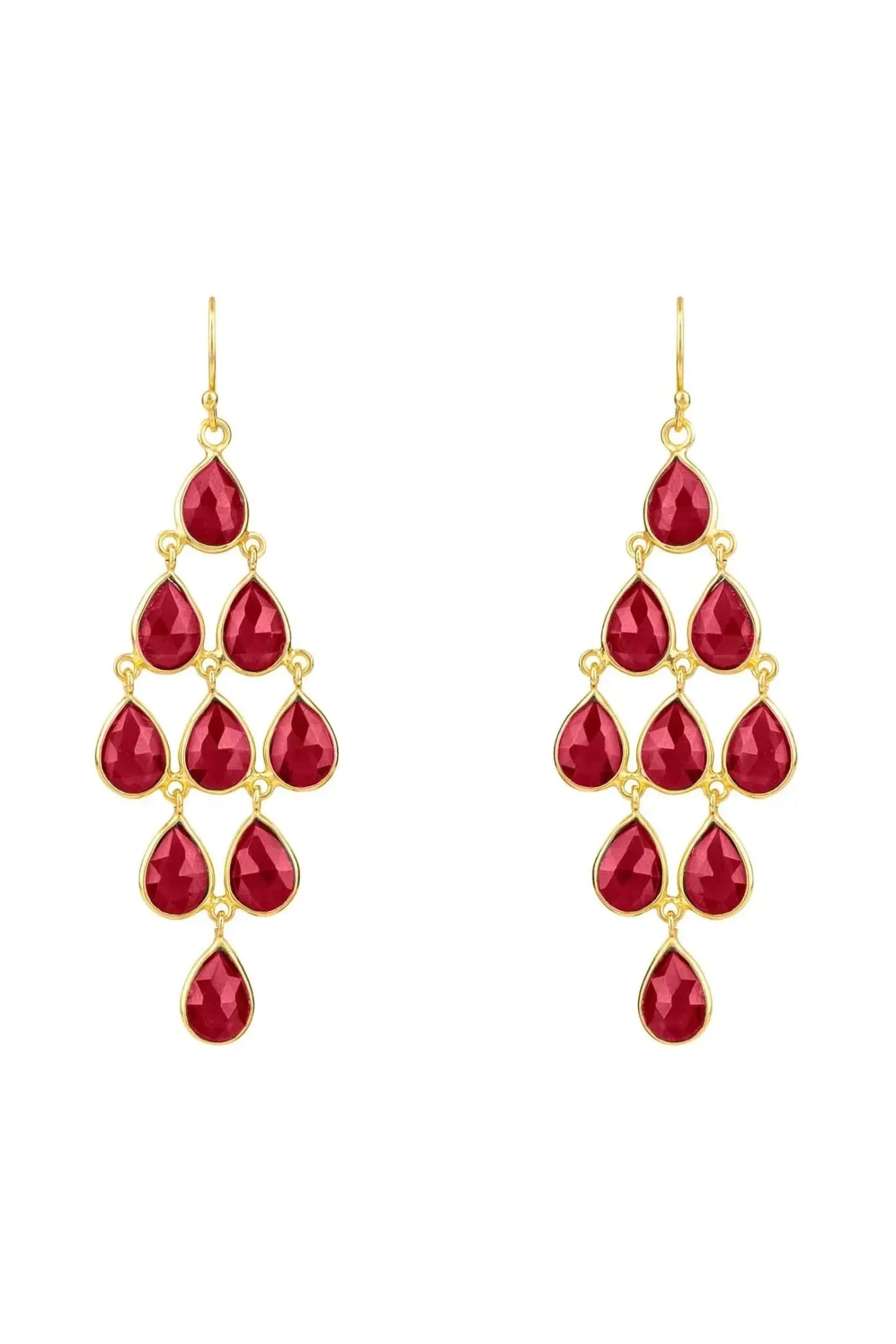 Erviola Gemstone Cascade Earrings Gold Garnet - LATELITA Earrings