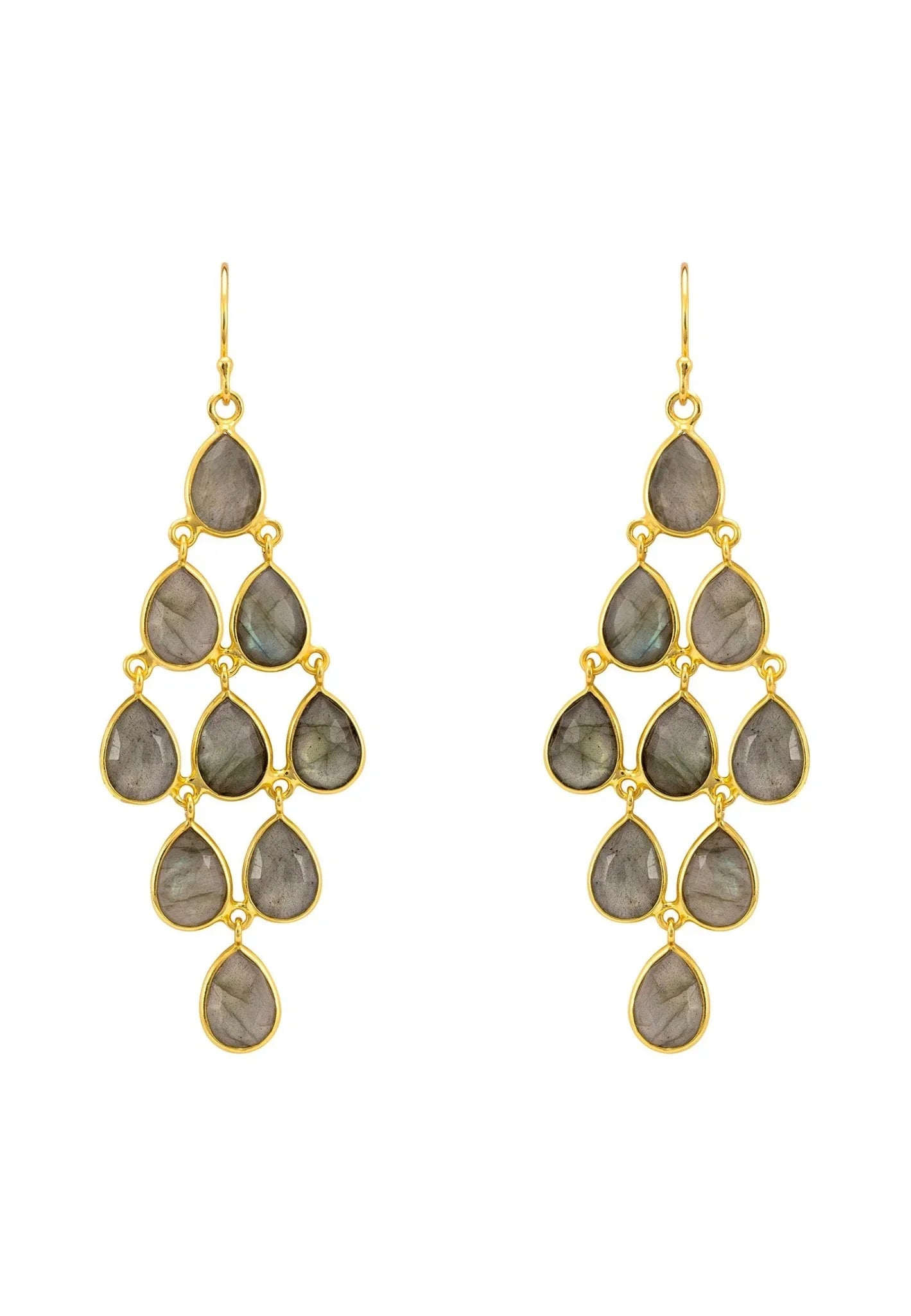 Erviola Gemstone Cascade Earrings Gold Labradorite - LATELITA Earrings