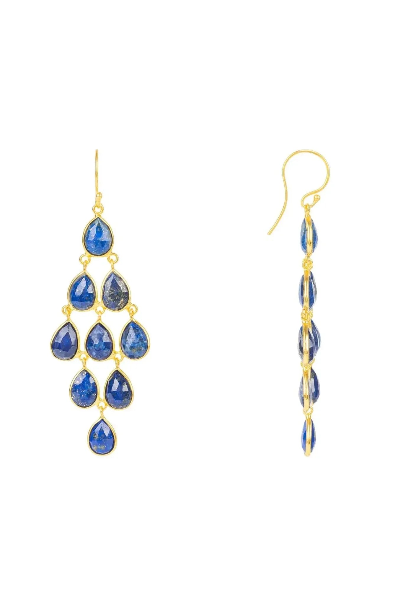 Erviola Gemstone Cascade Earrings Gold Lapis Lazuli - LATELITA Earrings