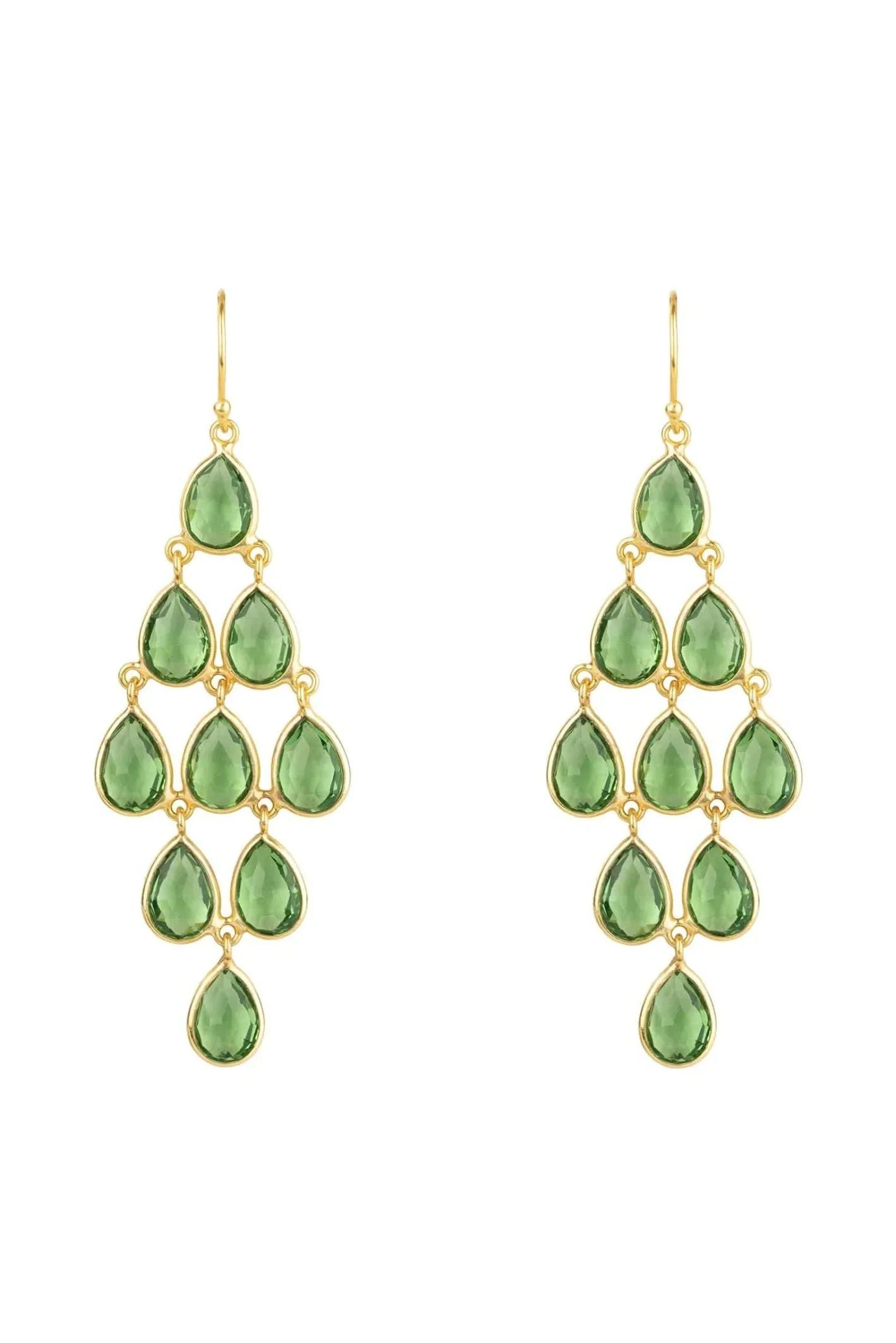 Erviola Gemstone Cascade Earrings Gold Peridot - LATELITA Earrings