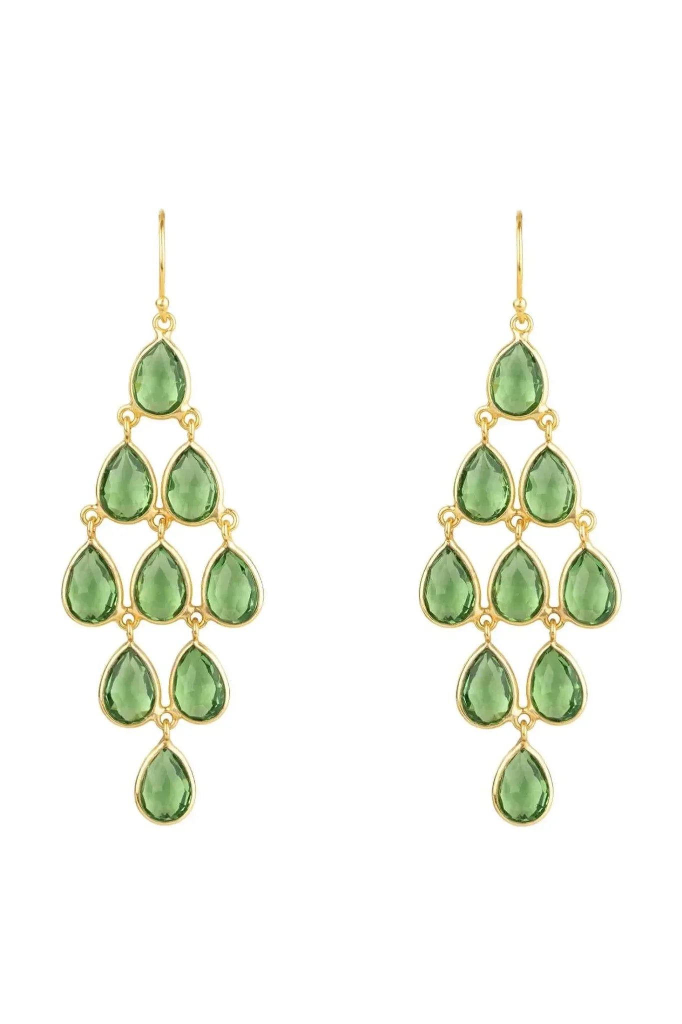 Erviola Gemstone Cascade Earrings Gold Peridot - LATELITA Earrings