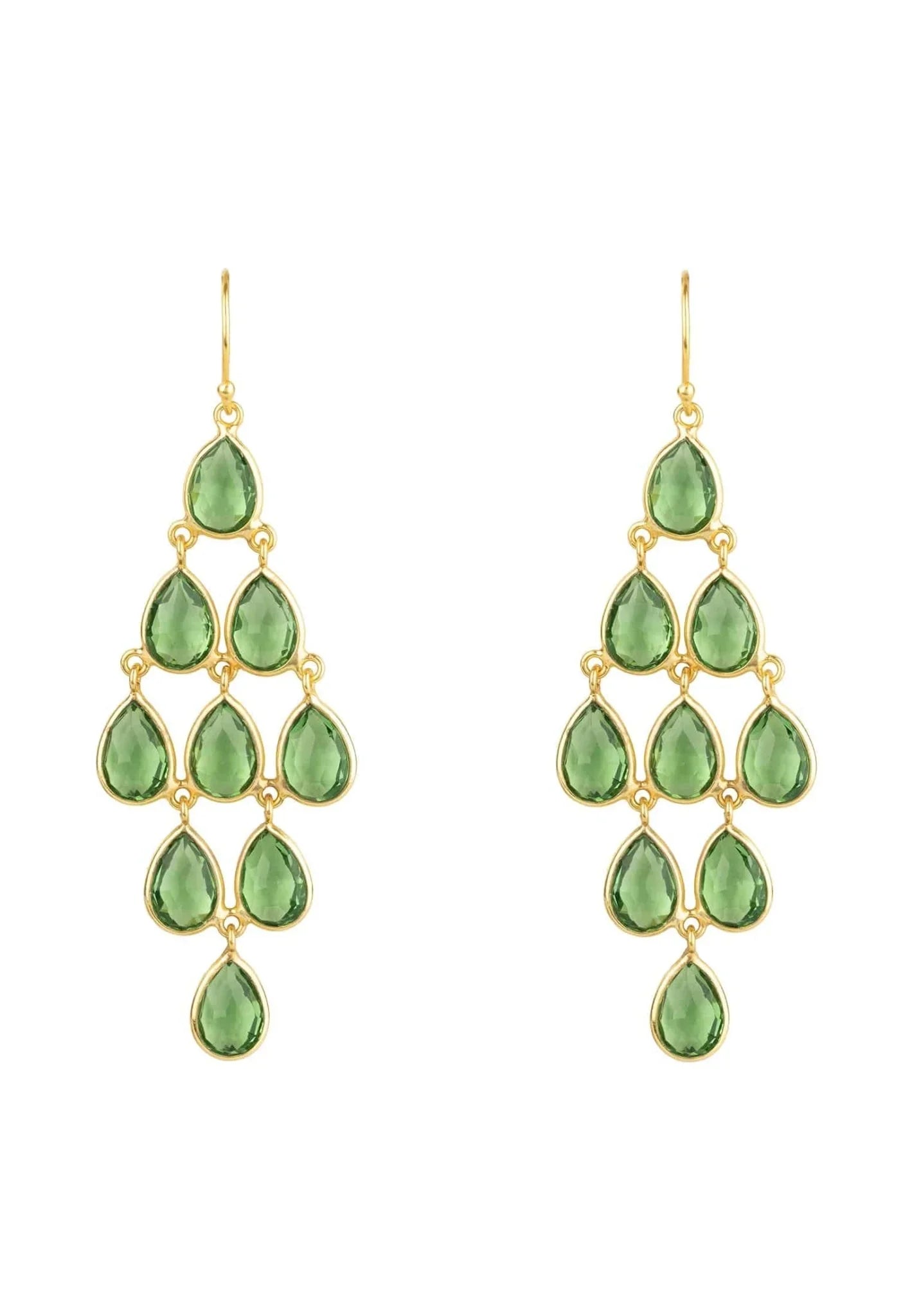 Erviola Gemstone Cascade Earrings Gold Peridot - LATELITA Earrings