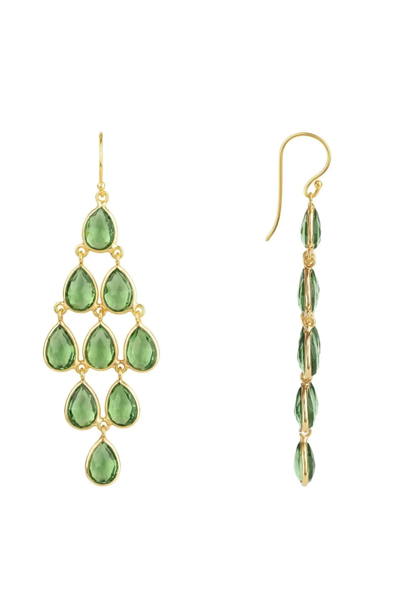 Erviola Gemstone Cascade Earrings Gold Peridot - LATELITA Earrings