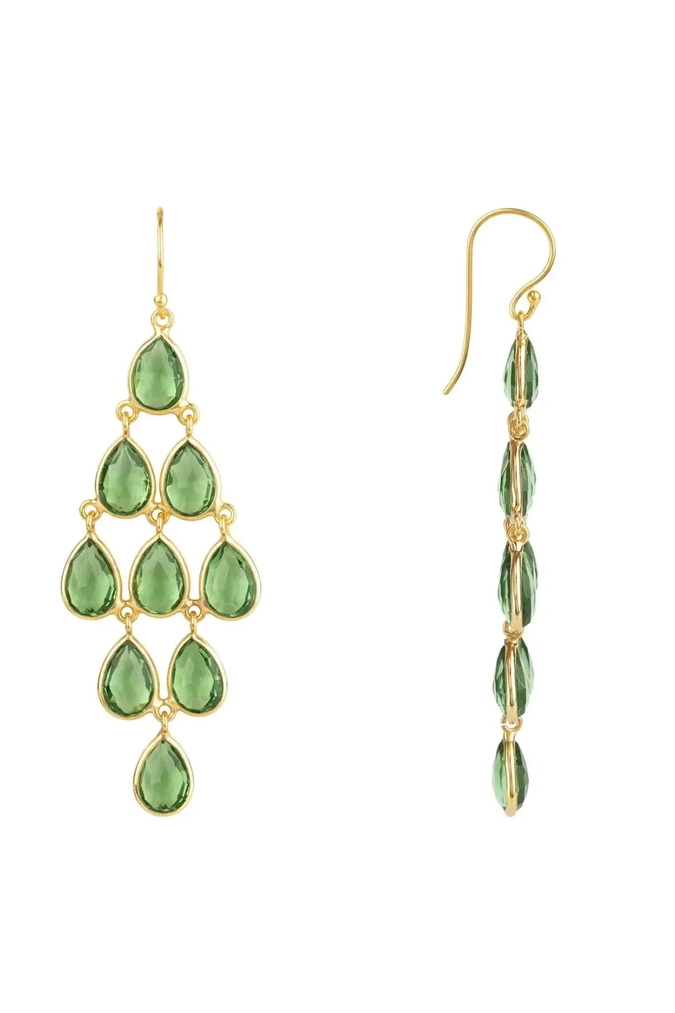 Erviola Gemstone Cascade Earrings Gold Peridot - LATELITA Earrings