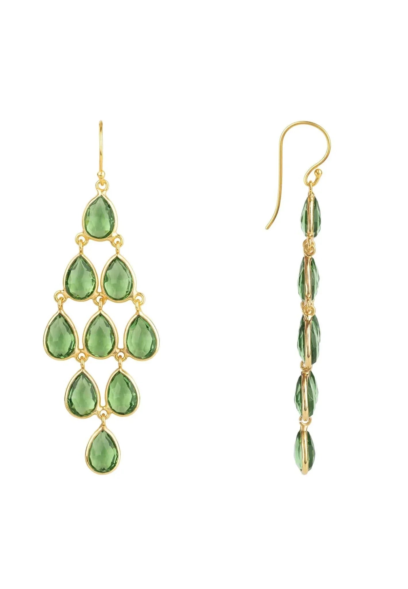 Erviola Gemstone Cascade Earrings Gold Peridot - LATELITA Earrings